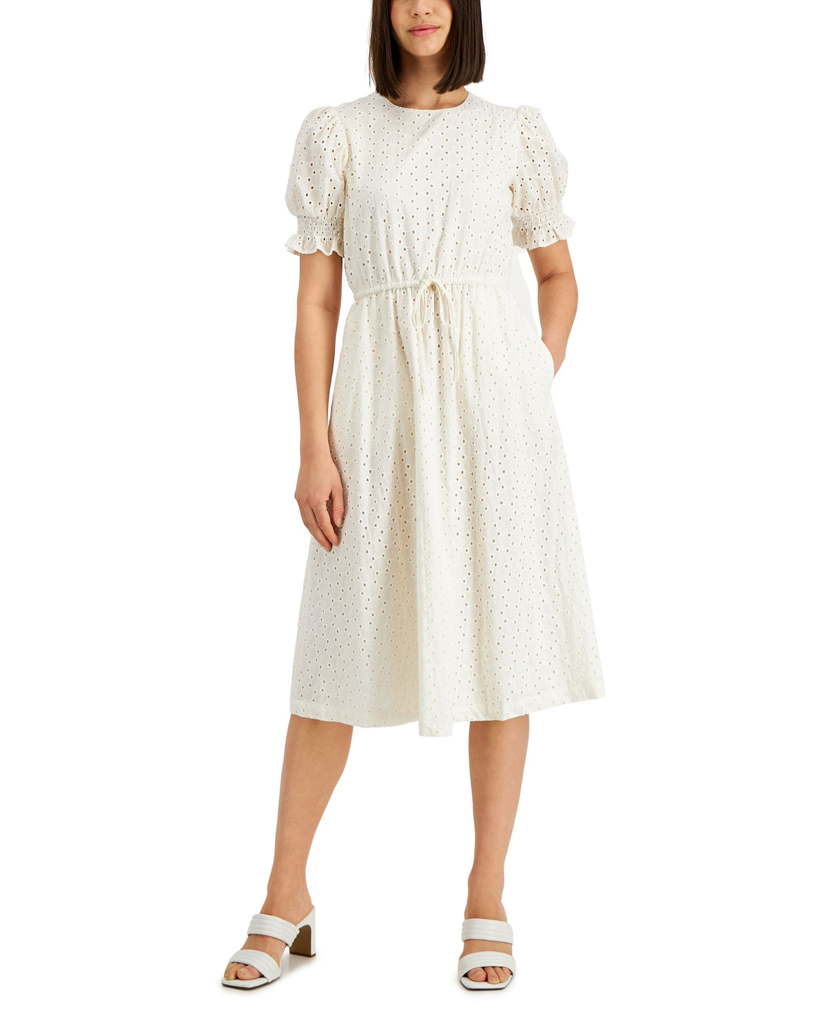 Petite Cotton Eyelet Midi Dress