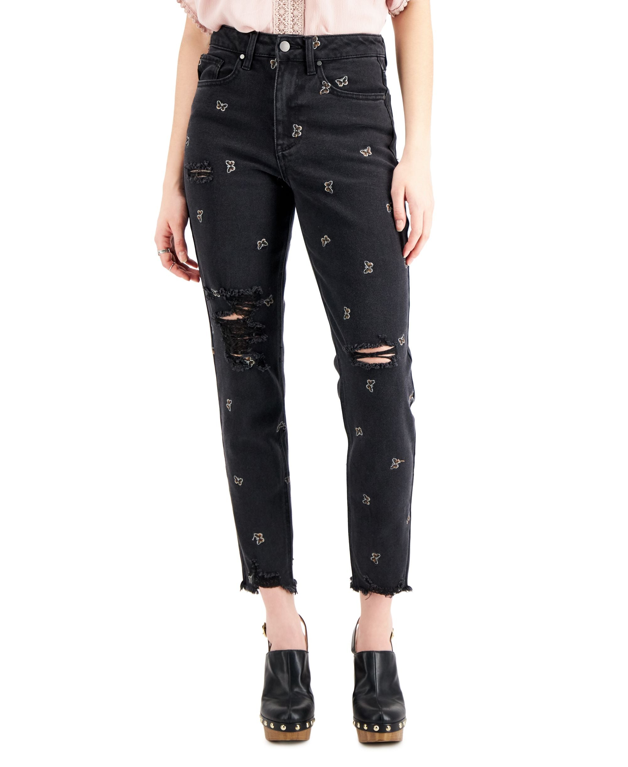 Juniors' Printed Mom Jeans