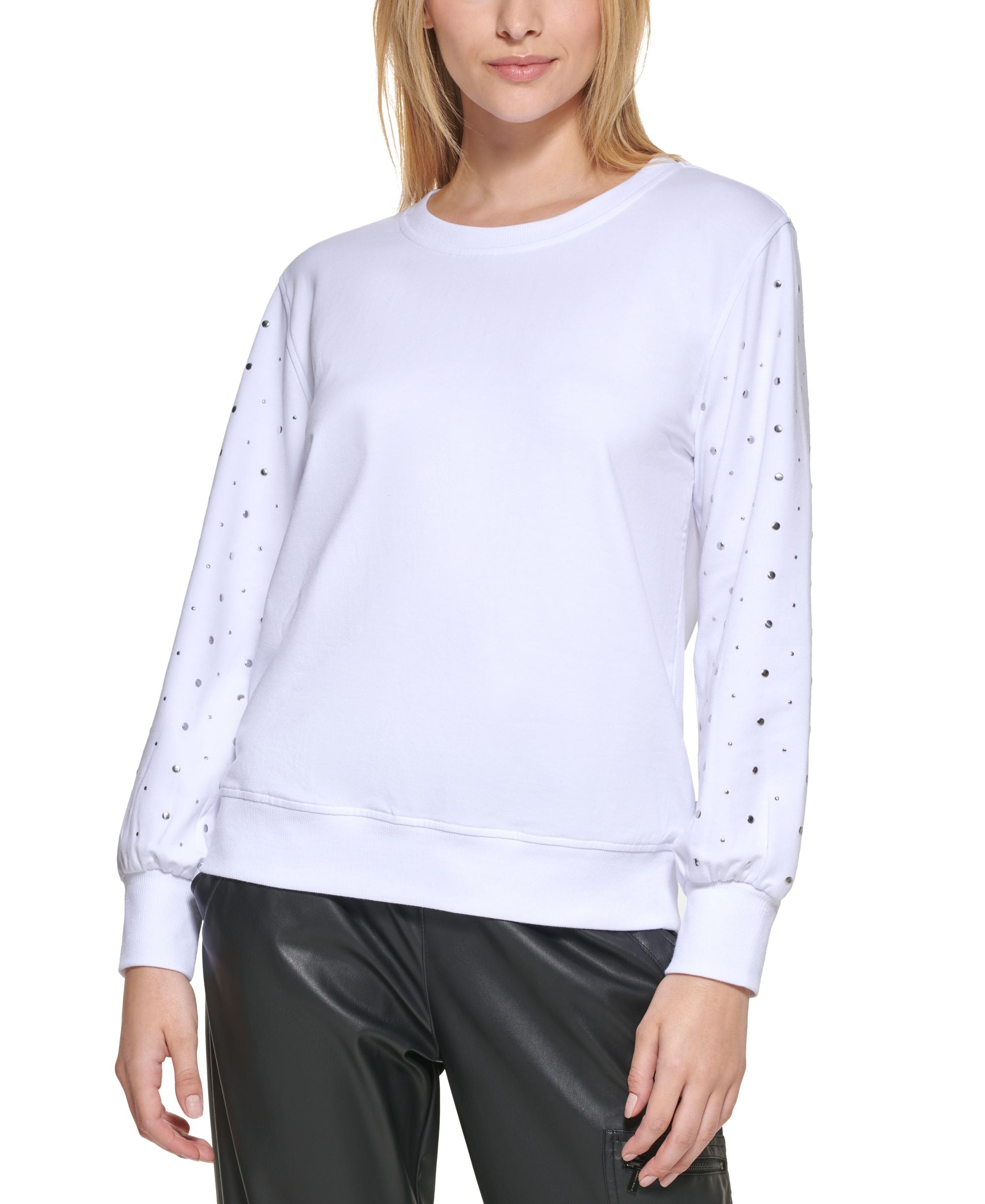 Studded-Sleeve Sweatshirt