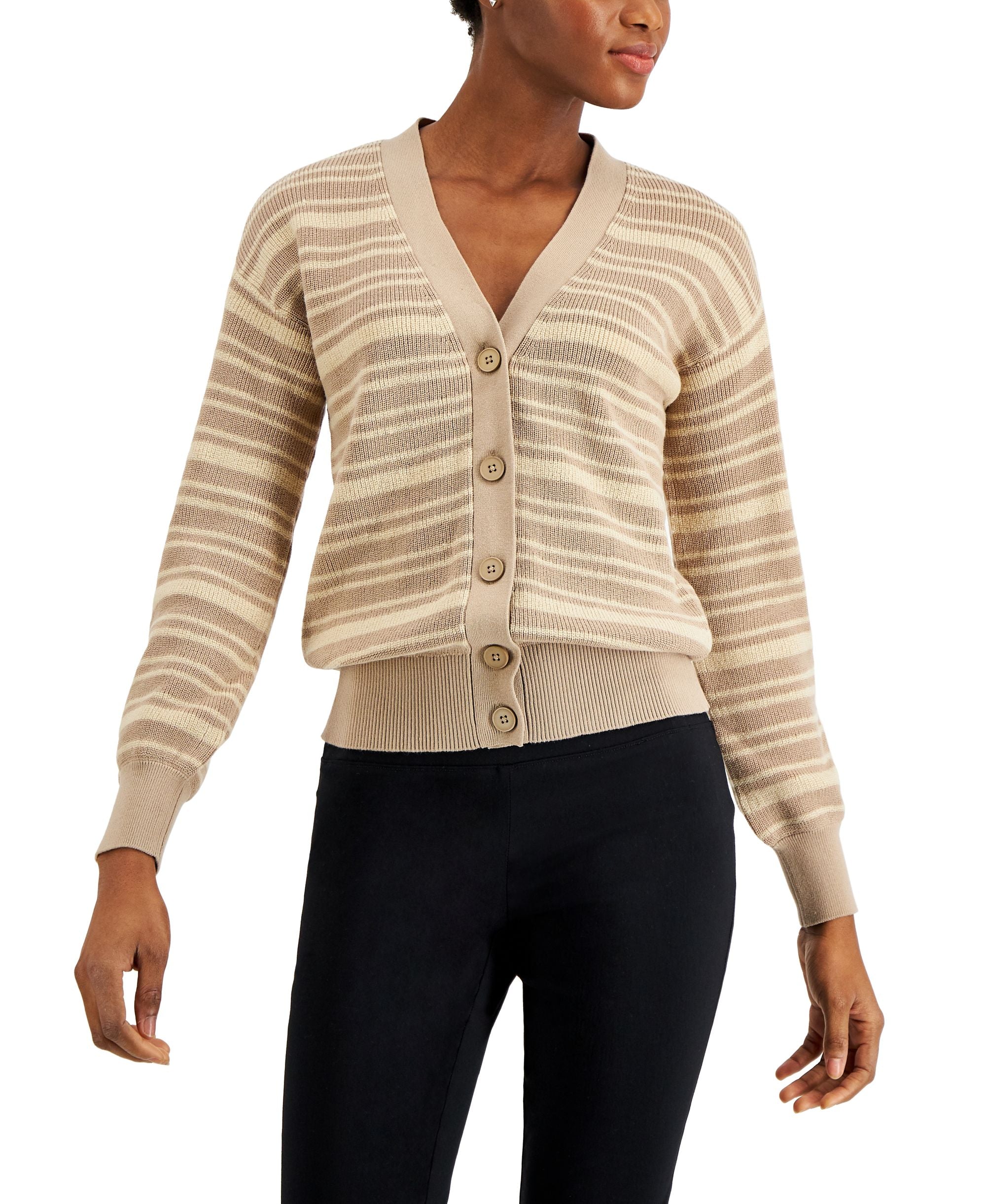 Alfani Striped Button Front Cardigan