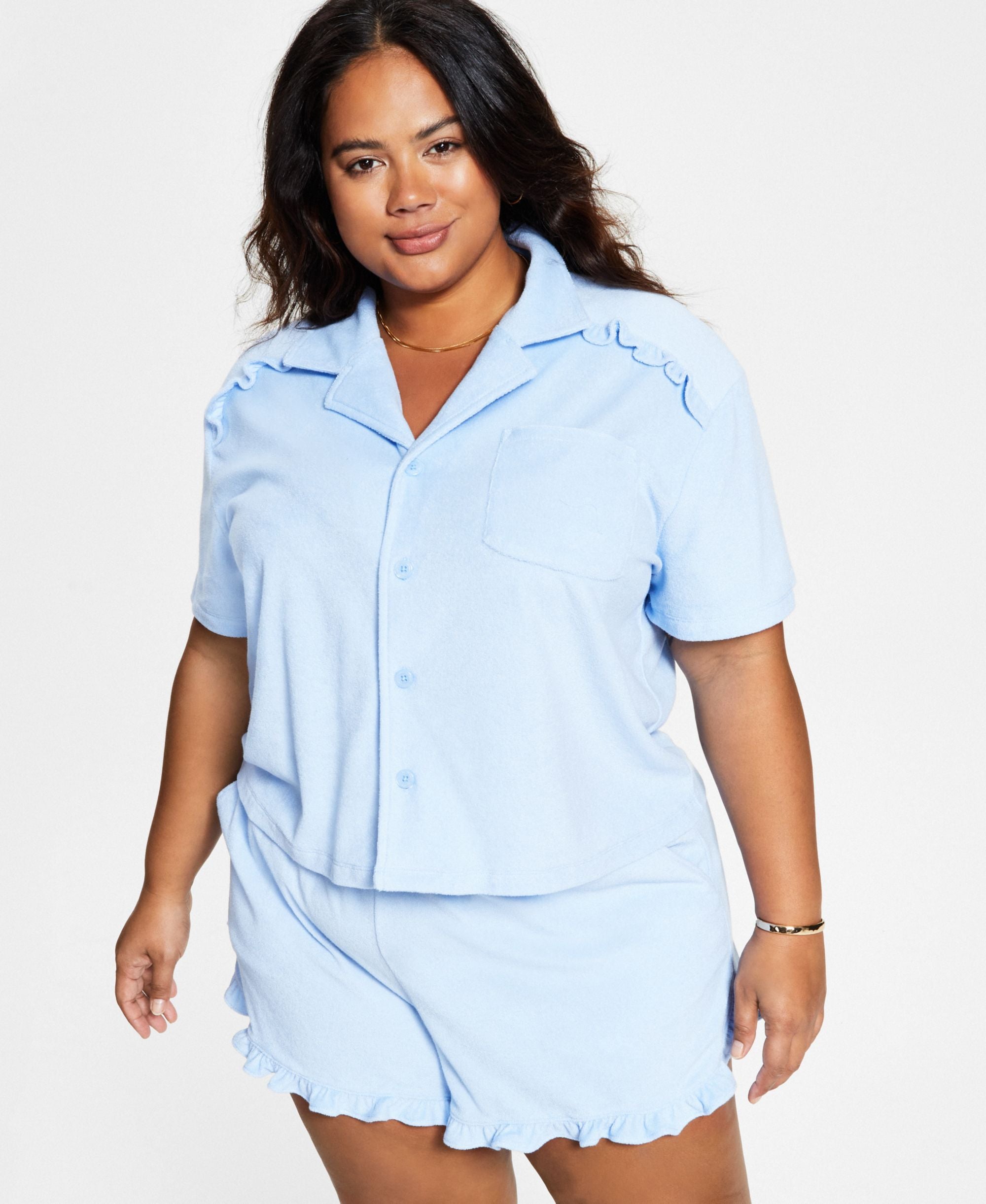 Bar III Trendy Plus Size Short Sleeve Shirt