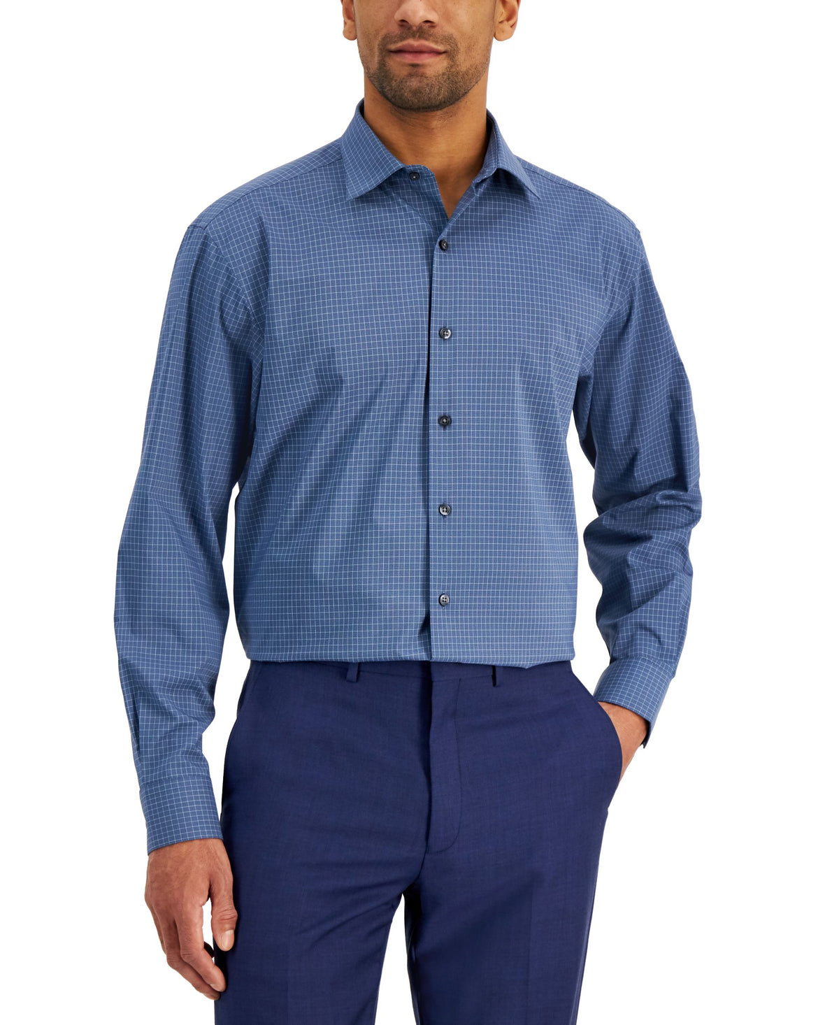 Alfani Mens Regular Fit Traveler Stretch Dress Shirt