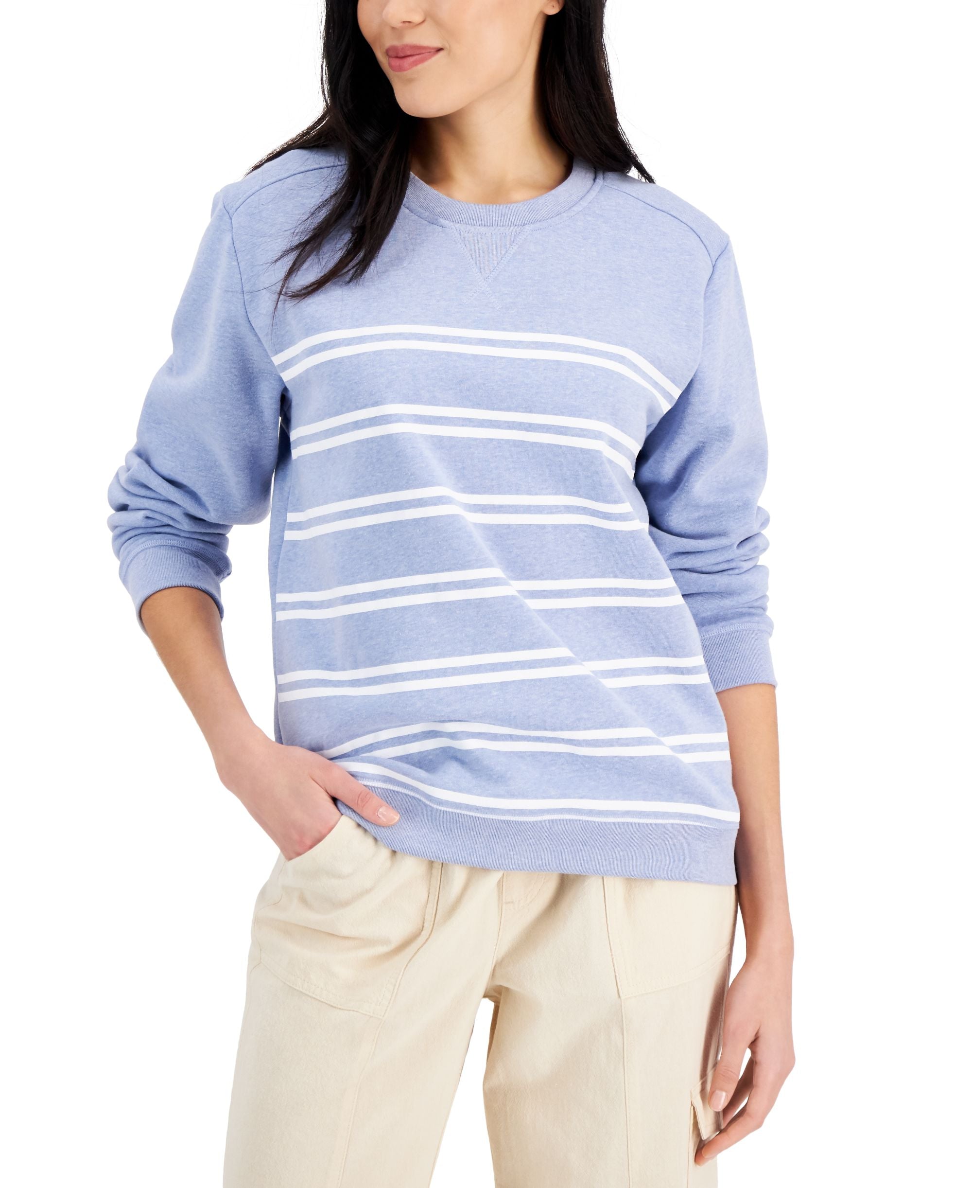 Striped Fleece Crewneck Top