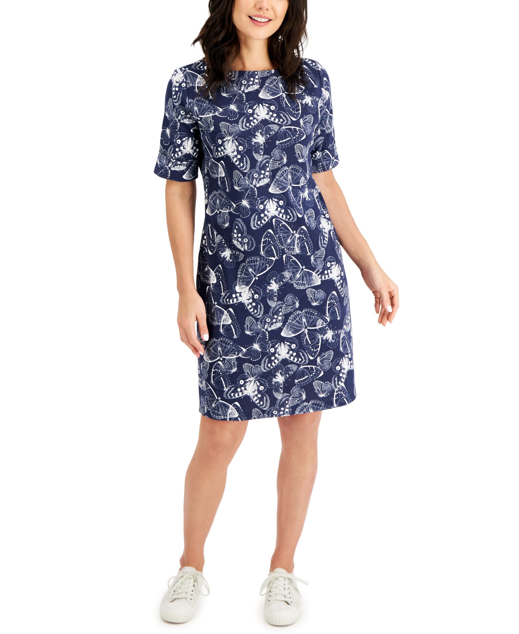 Karen Scott Printed Elbow Sleeve Dress