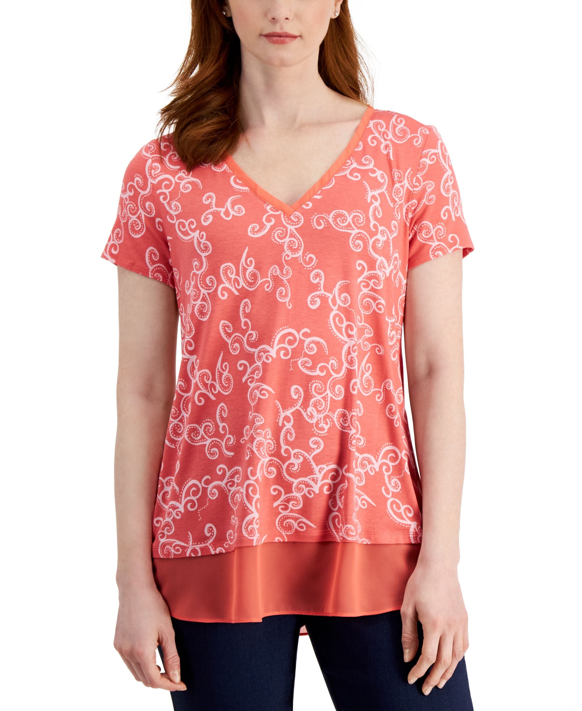 JM Collection Womens Layered Look Top