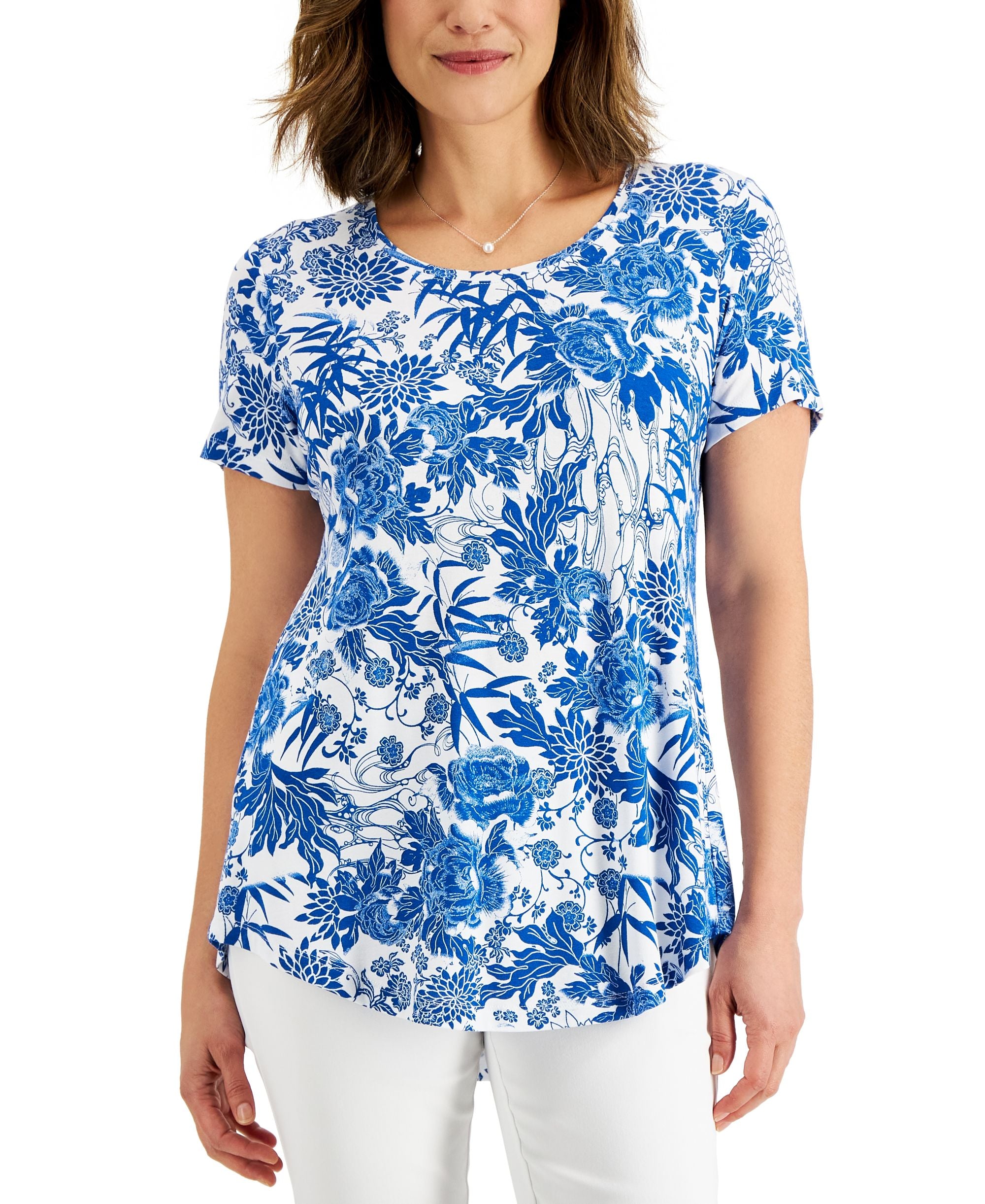 JM Collection Petite Floral Print Top