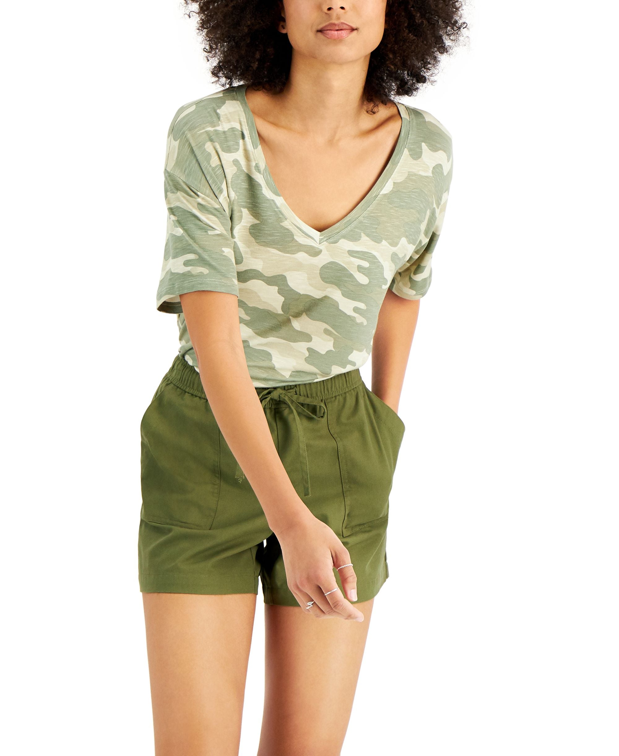 Style & Co Drapey V Neck Short Sleeve T-Shirt