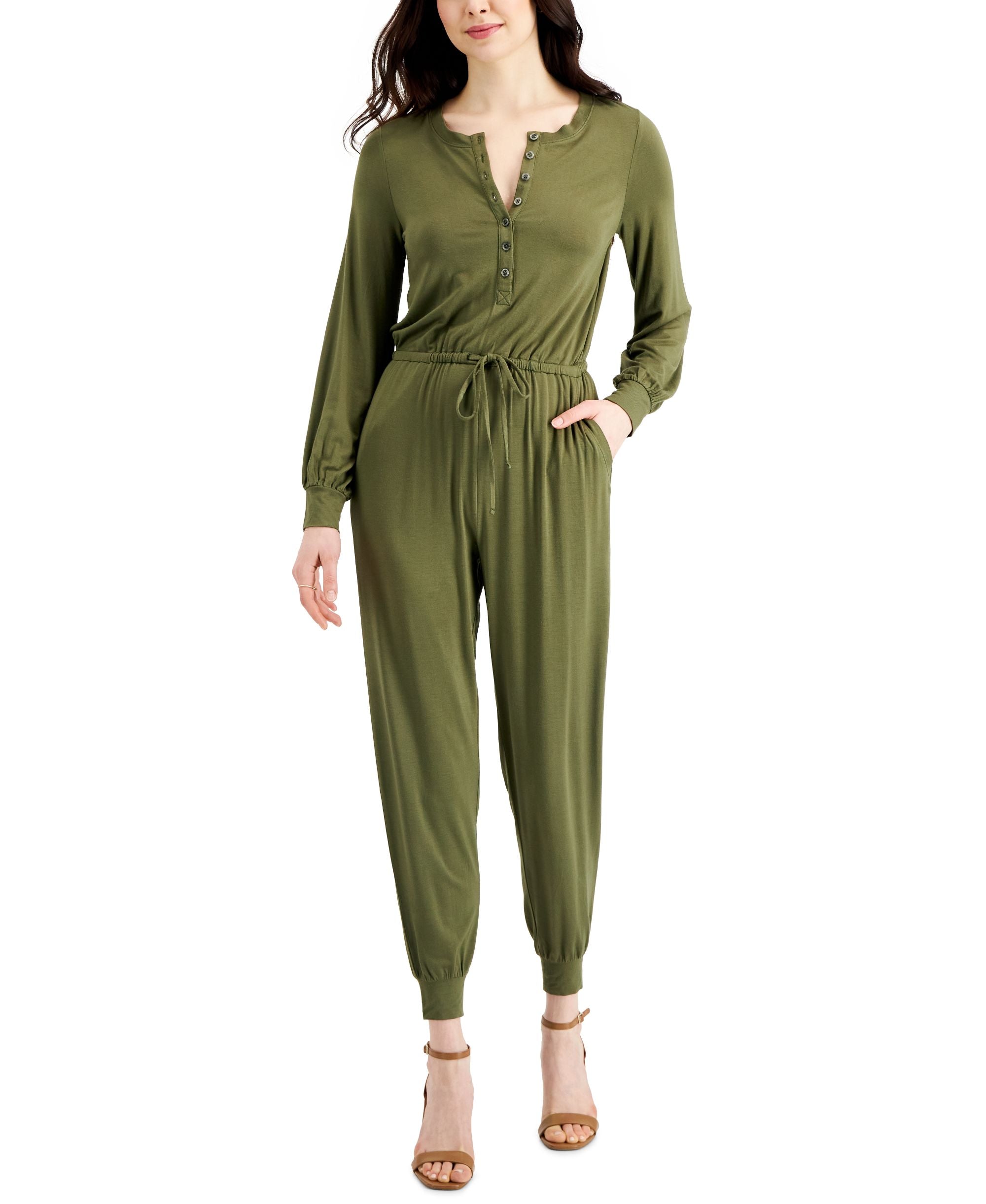 Style & Co Cinched Waist Knit Jumpsuit
