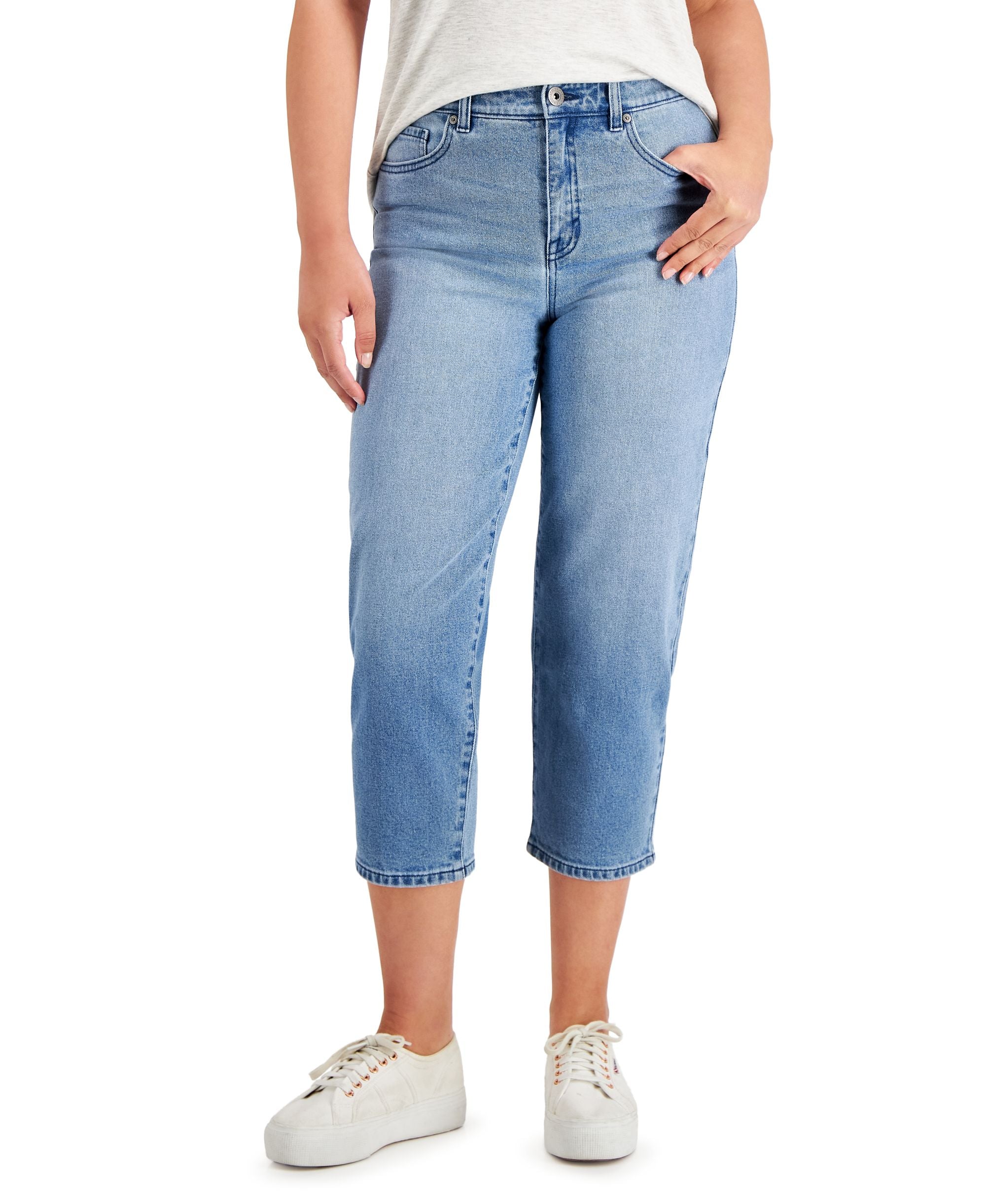 Style & Co Petite Straight Leg Cropped Jeans