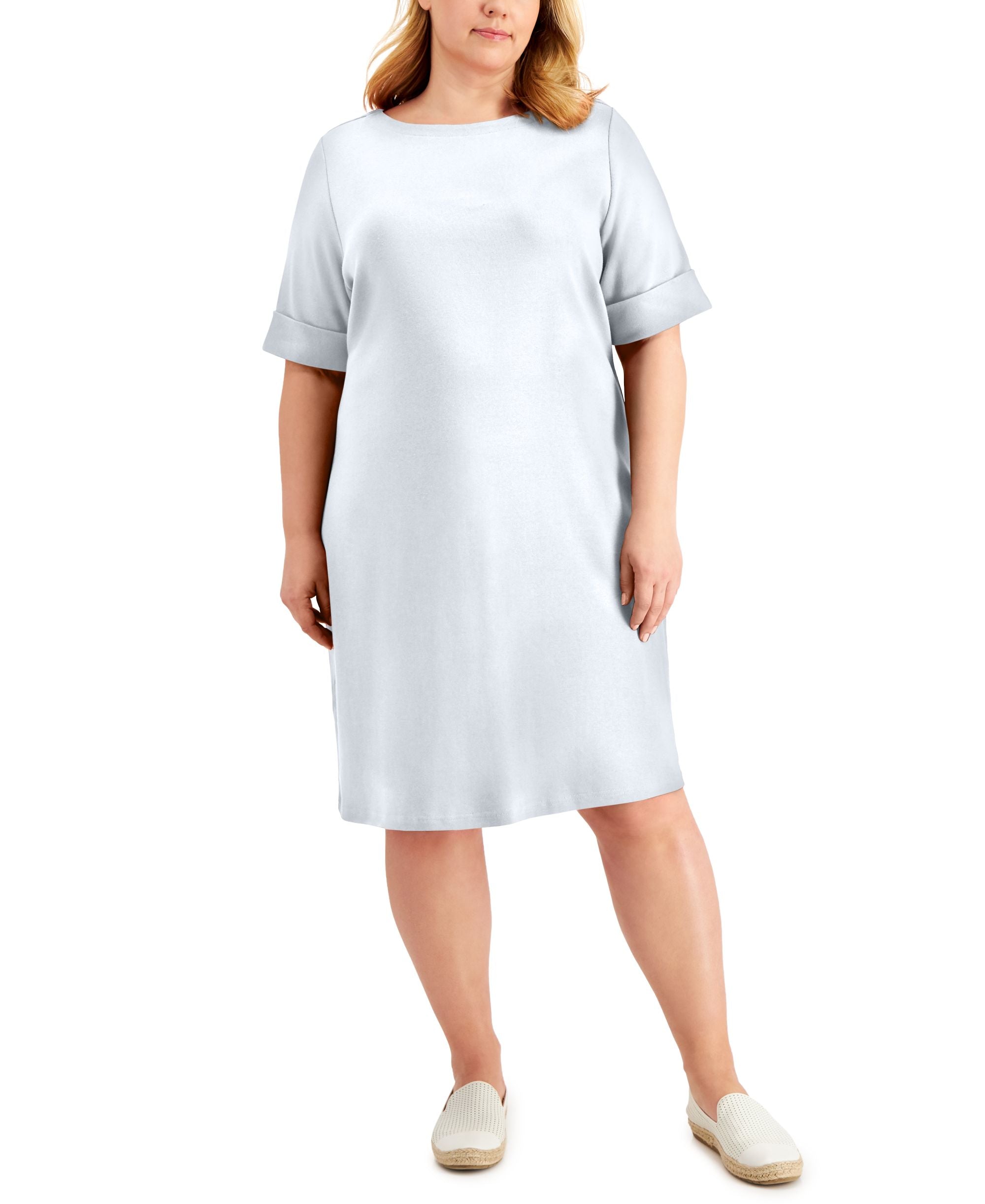 Karen Scott Plus Size Solid Boat Neck Dress