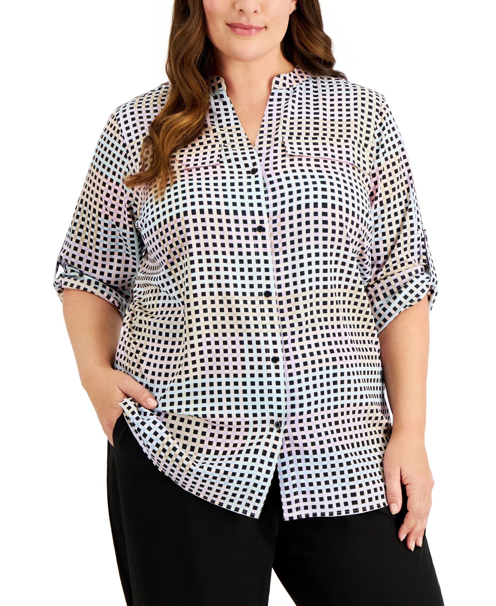 Calvin Klein Plus Size Printed Button Up Shirt