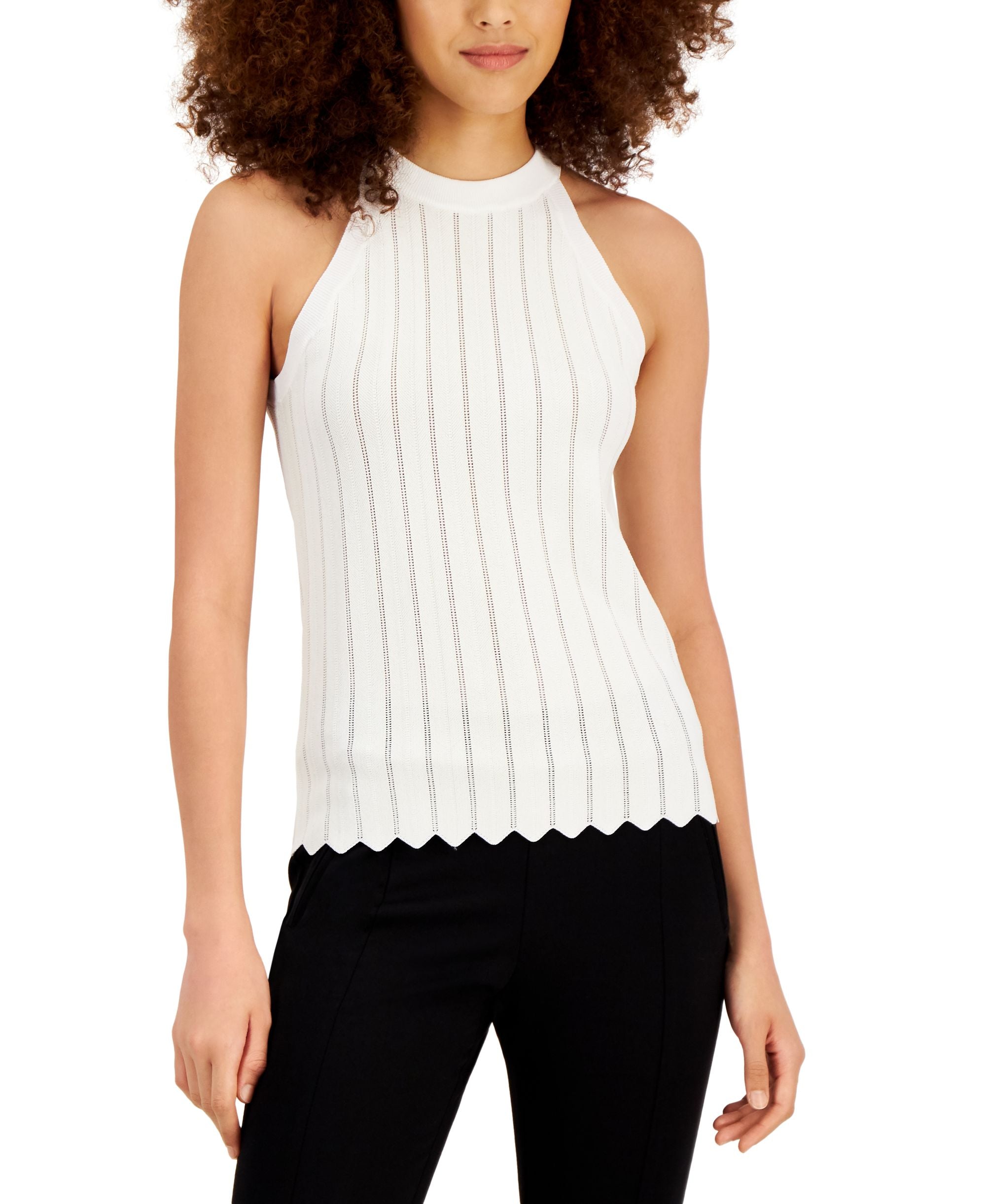 INC International Concepts Novelty Stitch Halter Top
