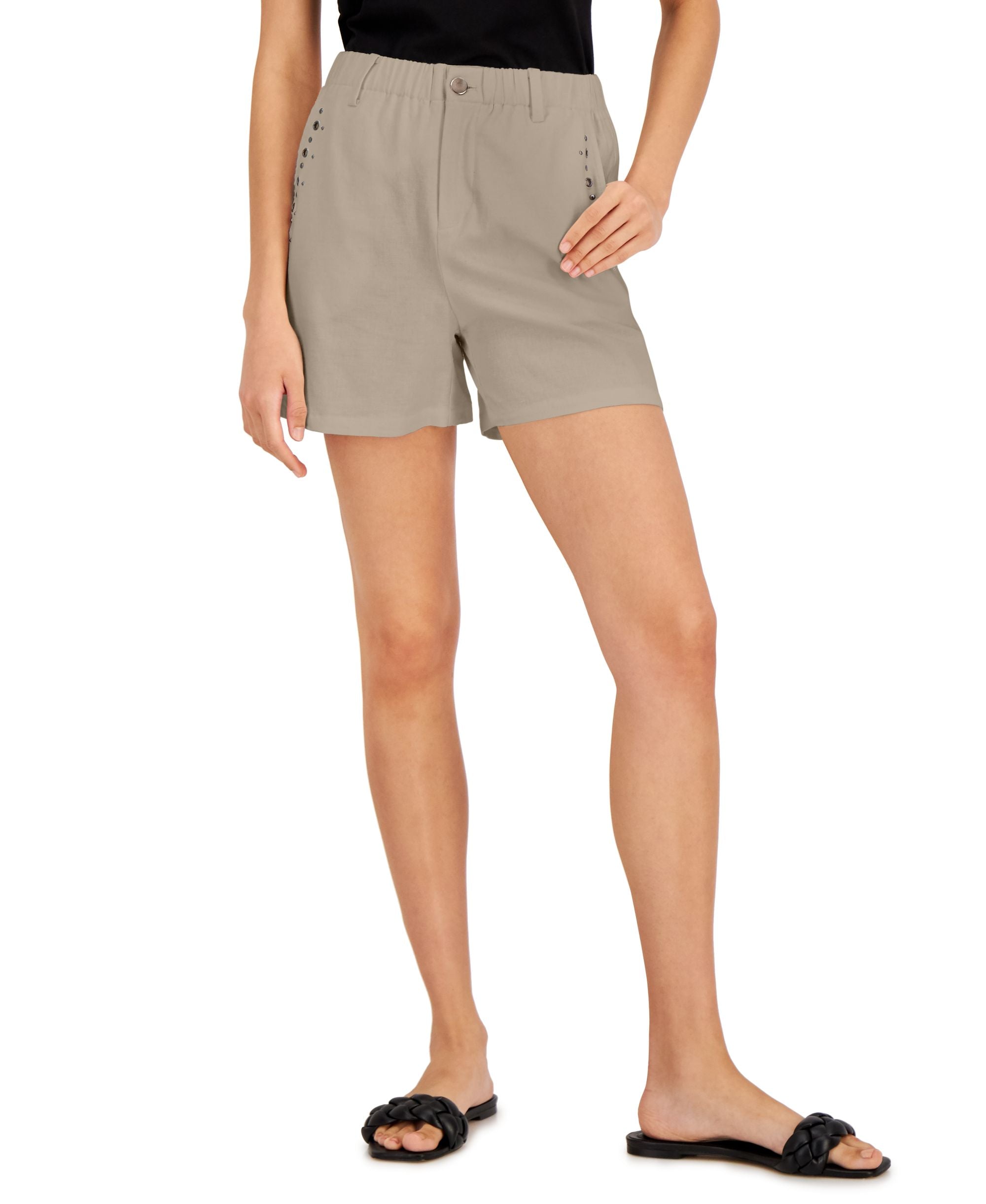 INC International Concepts Womens High Rise Studded Pull On Shorts