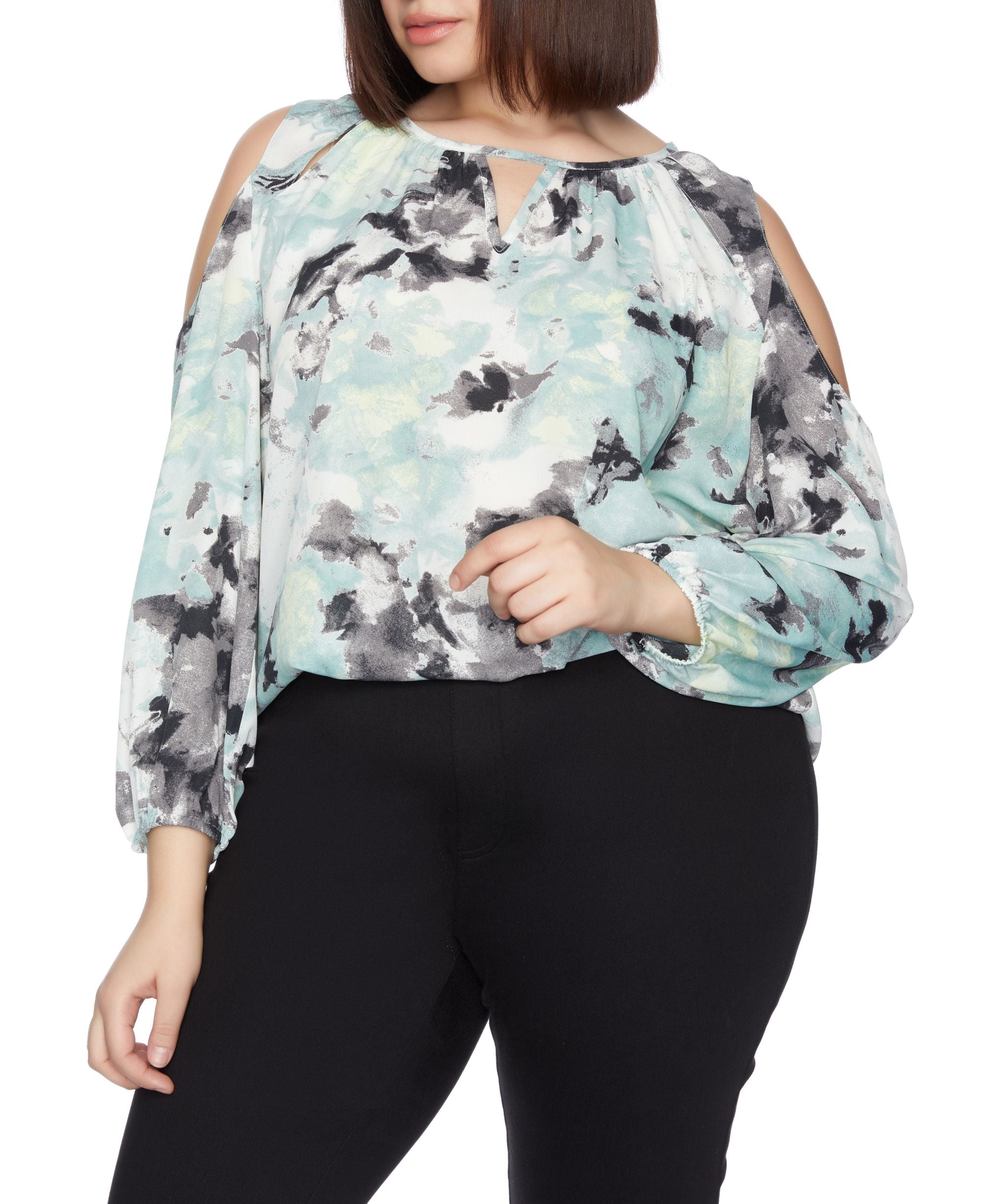 Plus Size Cold Shoulder With Cut Out Top