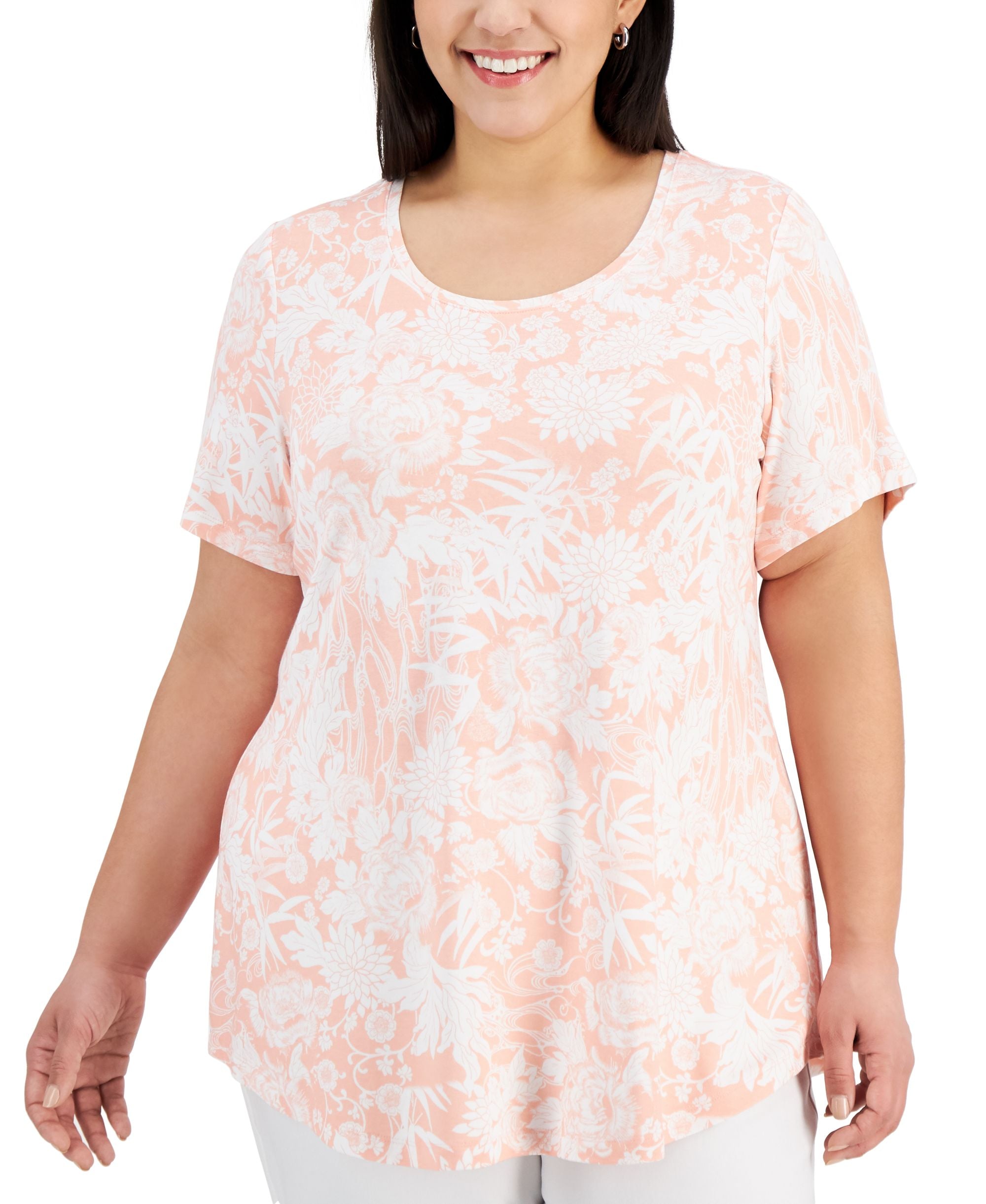 JM Collection Plus Size Printed Short Sleeve Top