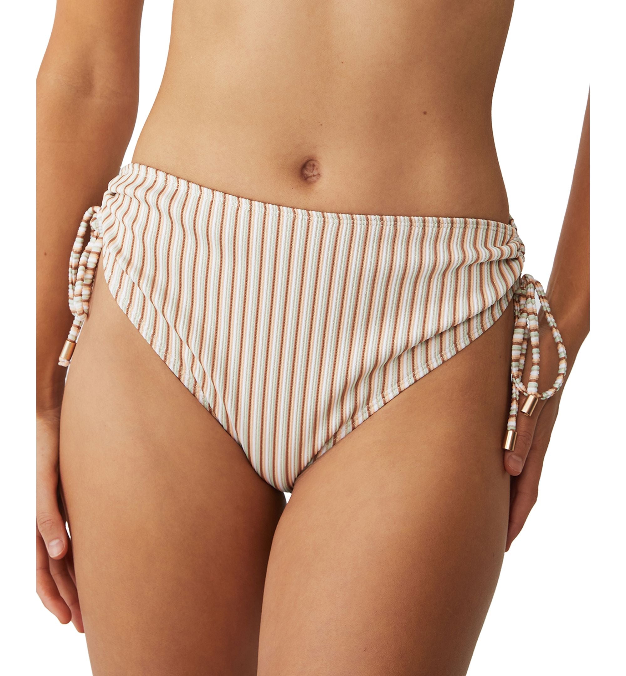 Striped Side-Tie Bikini Bottoms