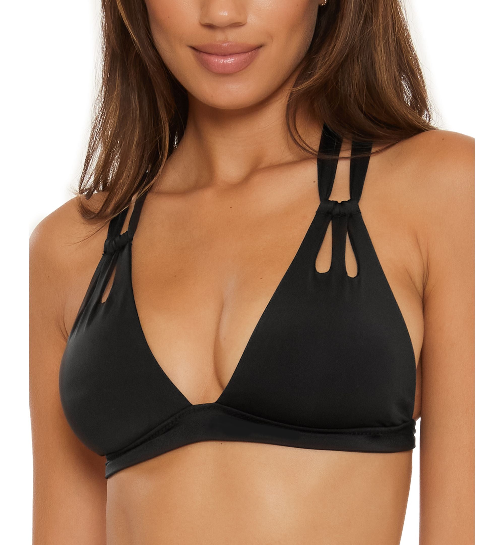 Color Code Tear Drop Cutout Halter Bikini Top