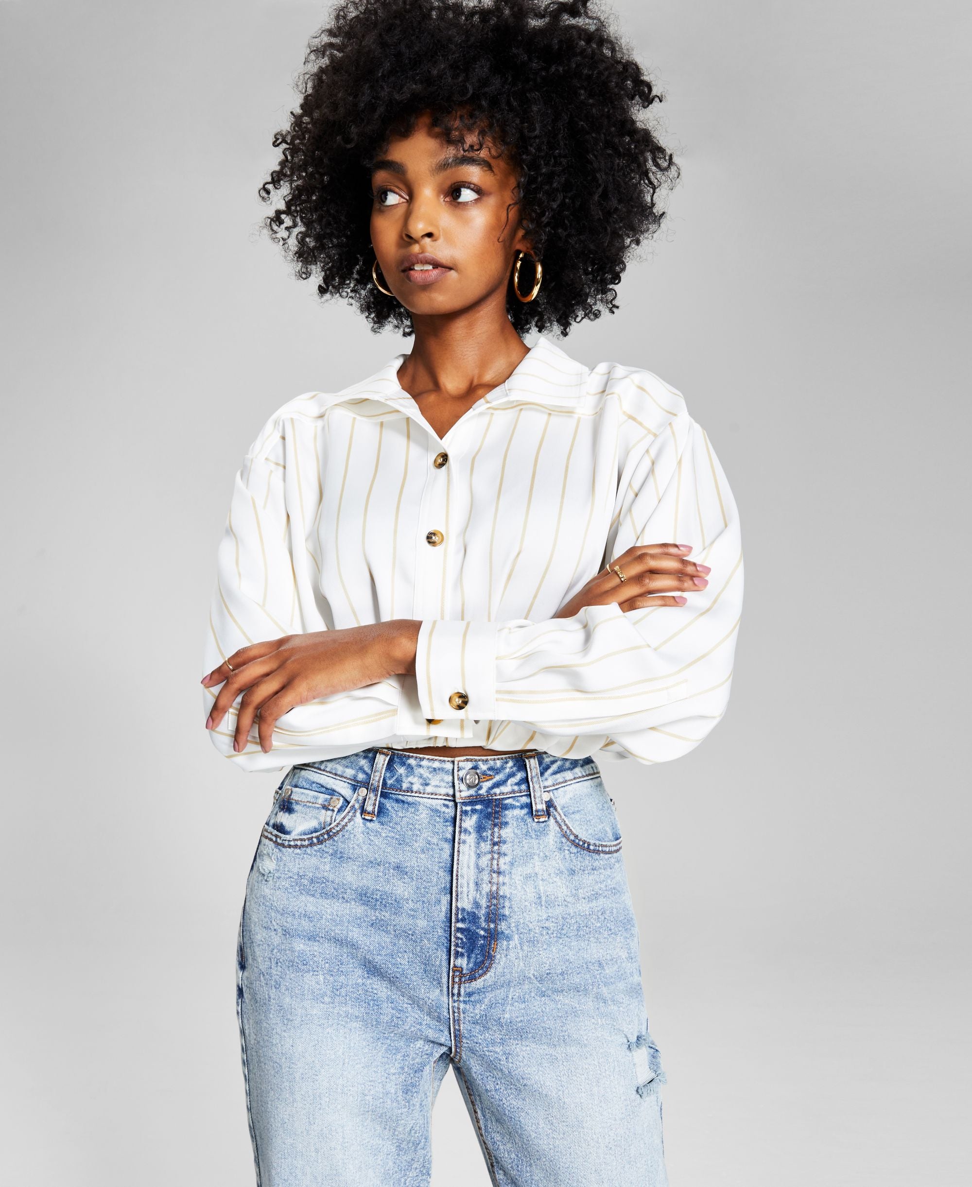 Now This Womens Cotton Cropped Shirt