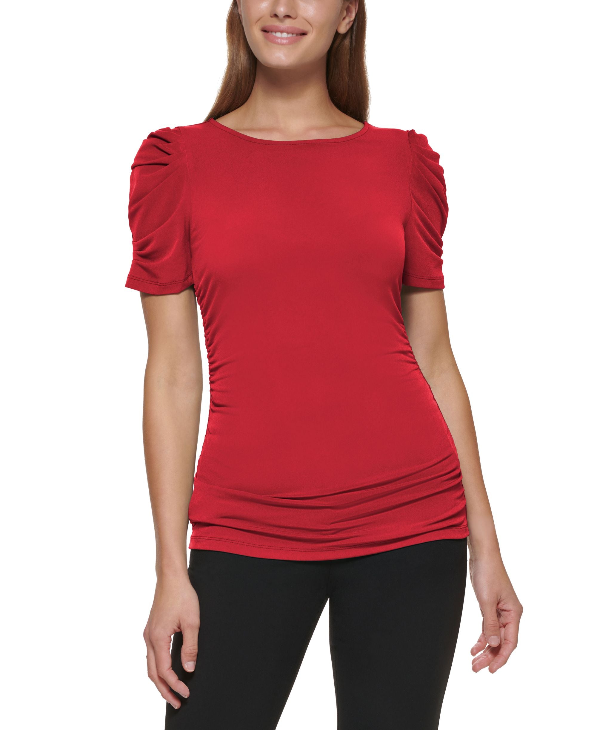 DKNY Ruched Sleeve Knit Top