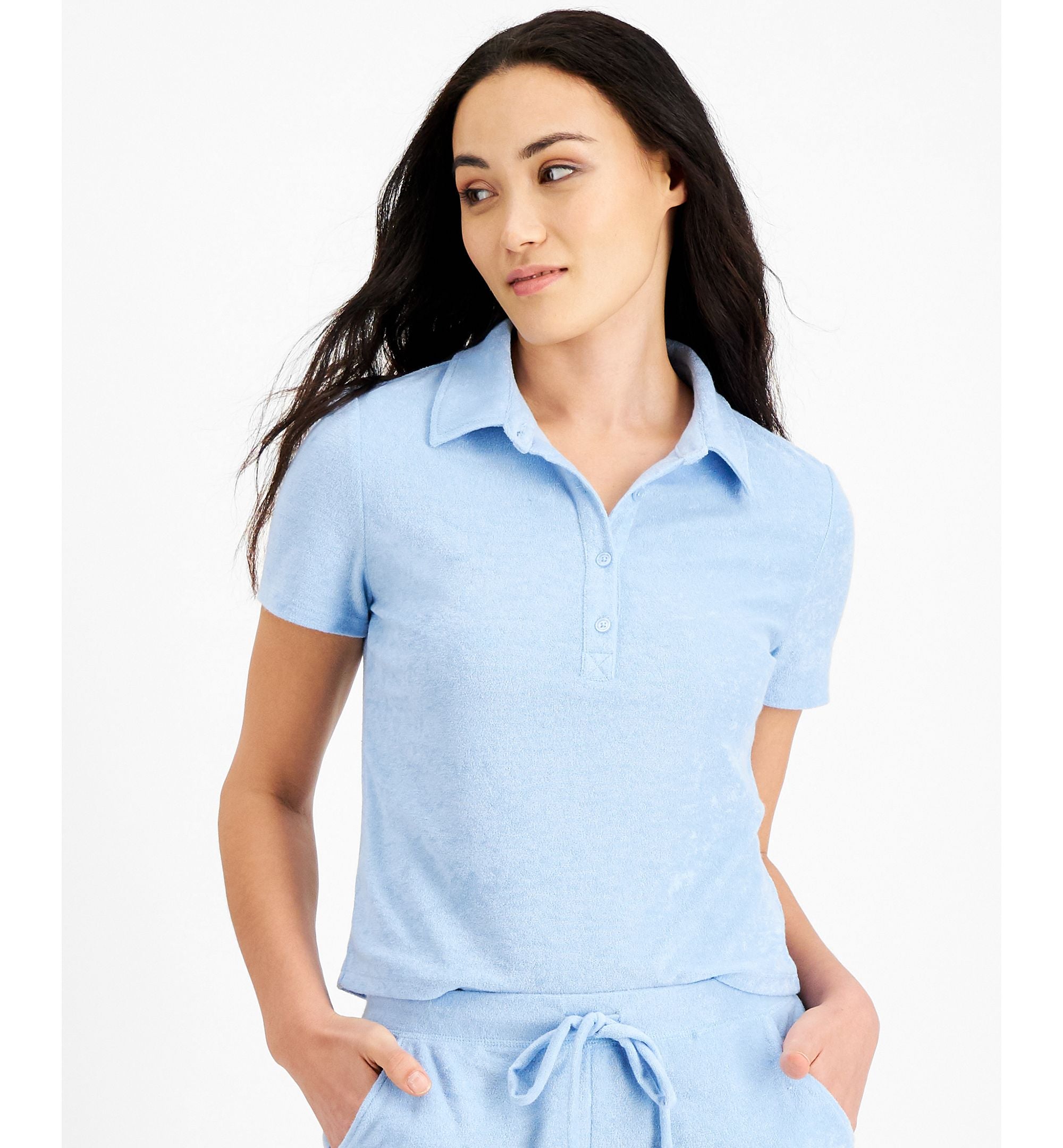 Juniors' Terry Cloth Polo Shirt
