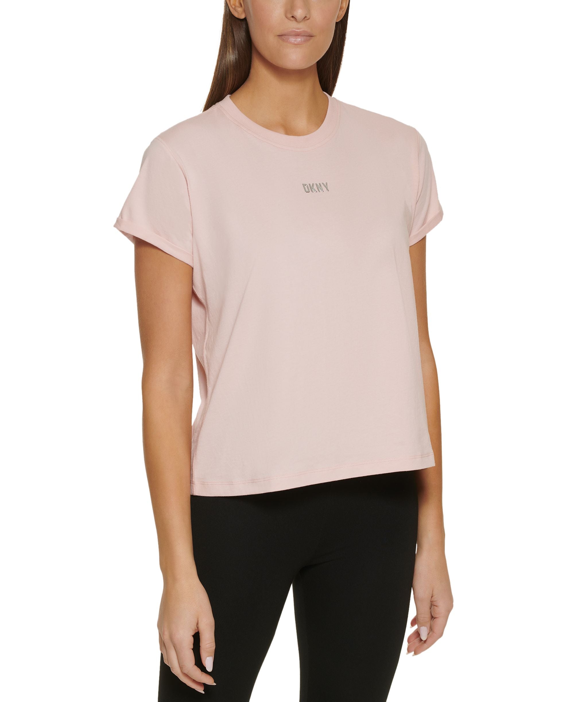 DKNY Sport Womens Cotton Metallic Logo T-Shirt