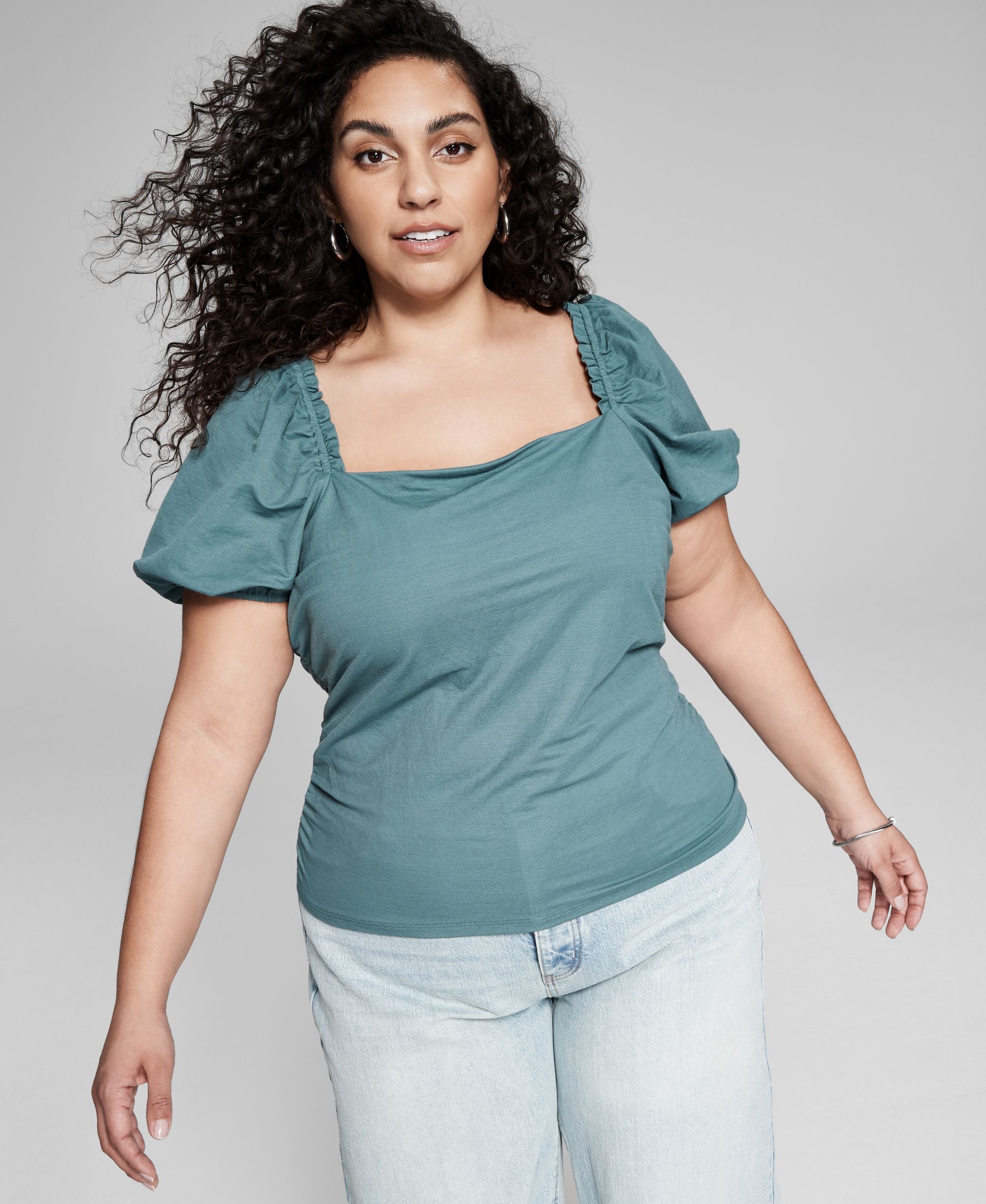 Now This Trendy Plus Size Puff Sleeve Top