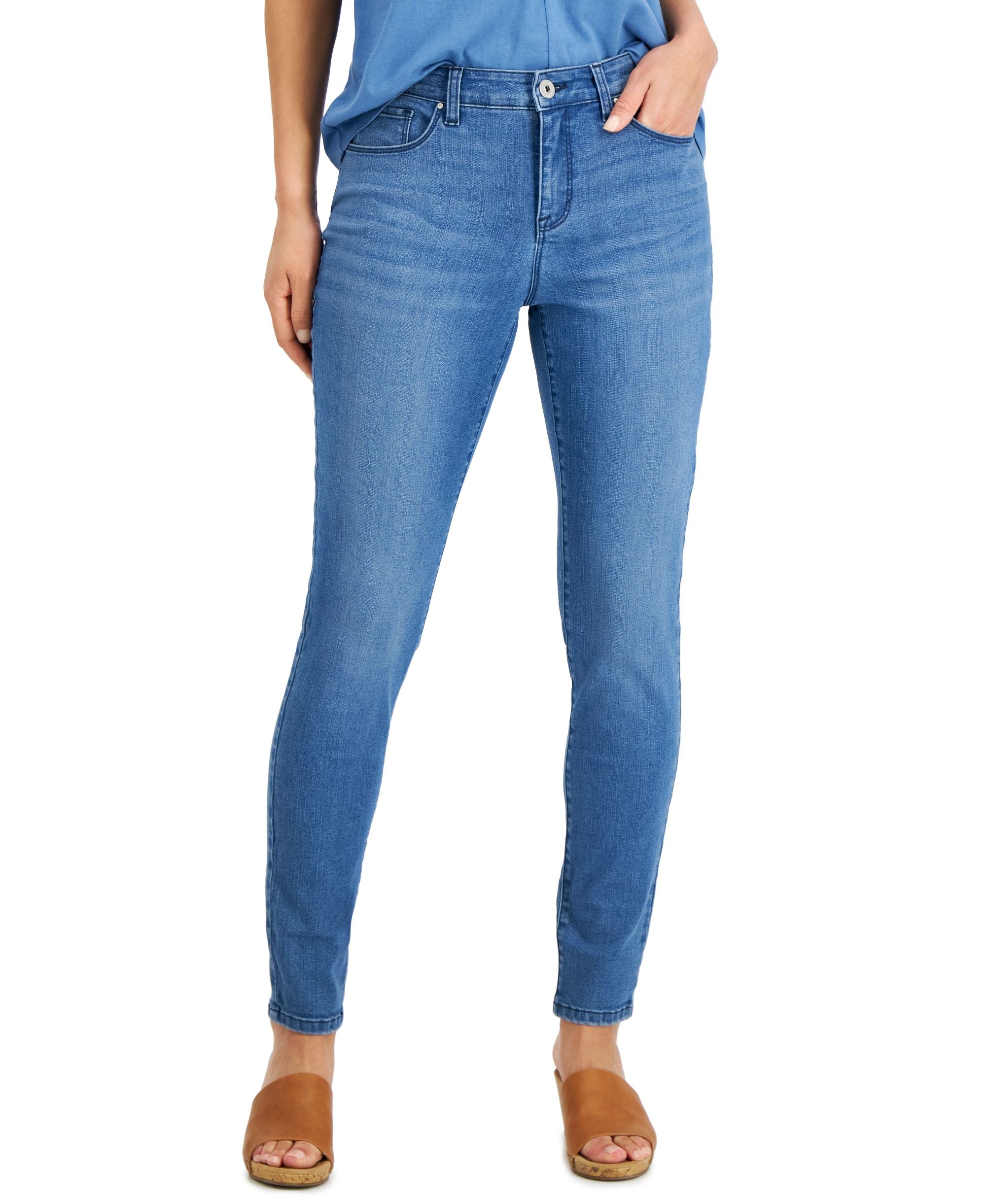 Style & Co Petite Mid Rise Curvy Skinny Jeans