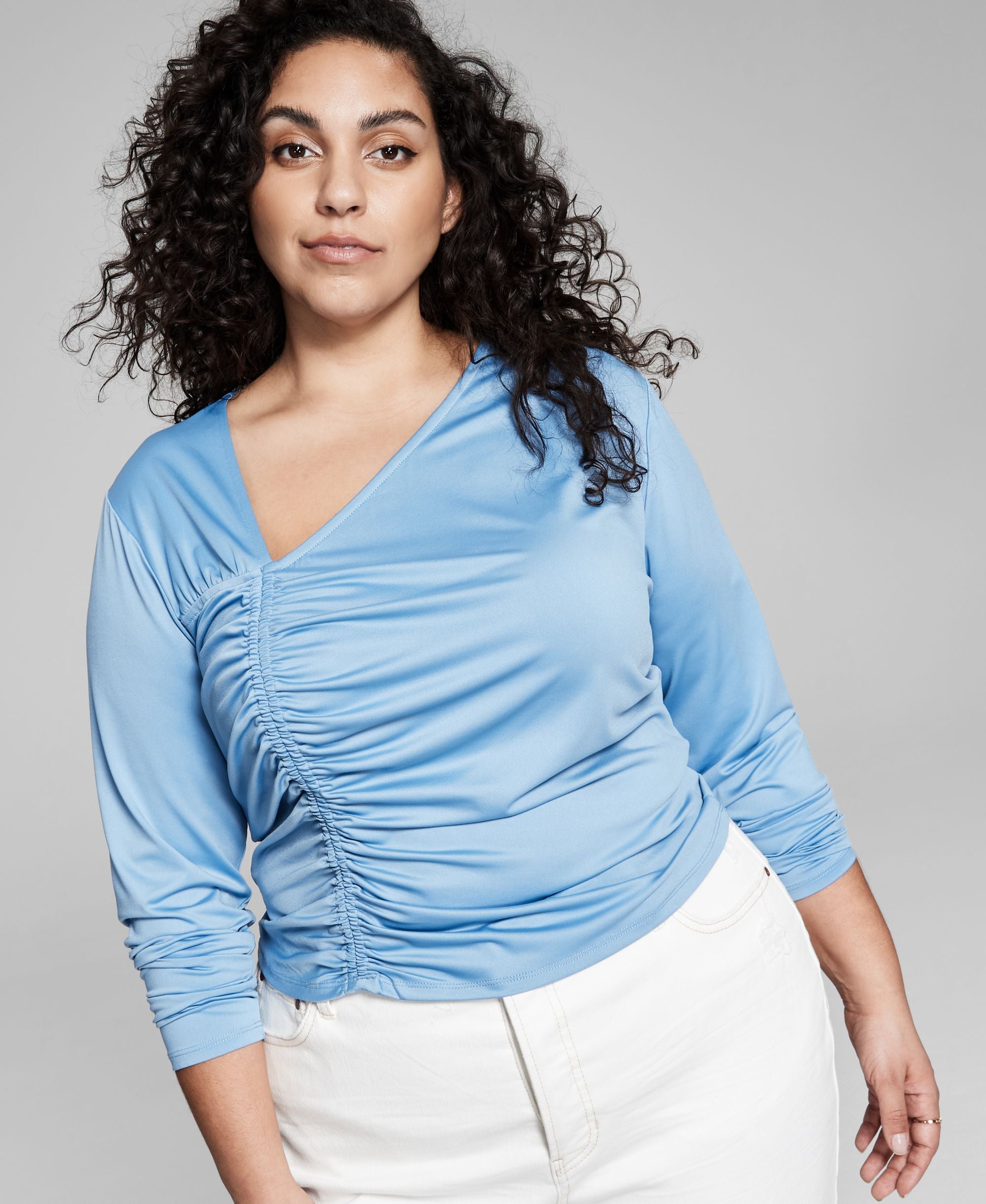 Now This Trendy Plus Size Asymmetrical Ruched Top