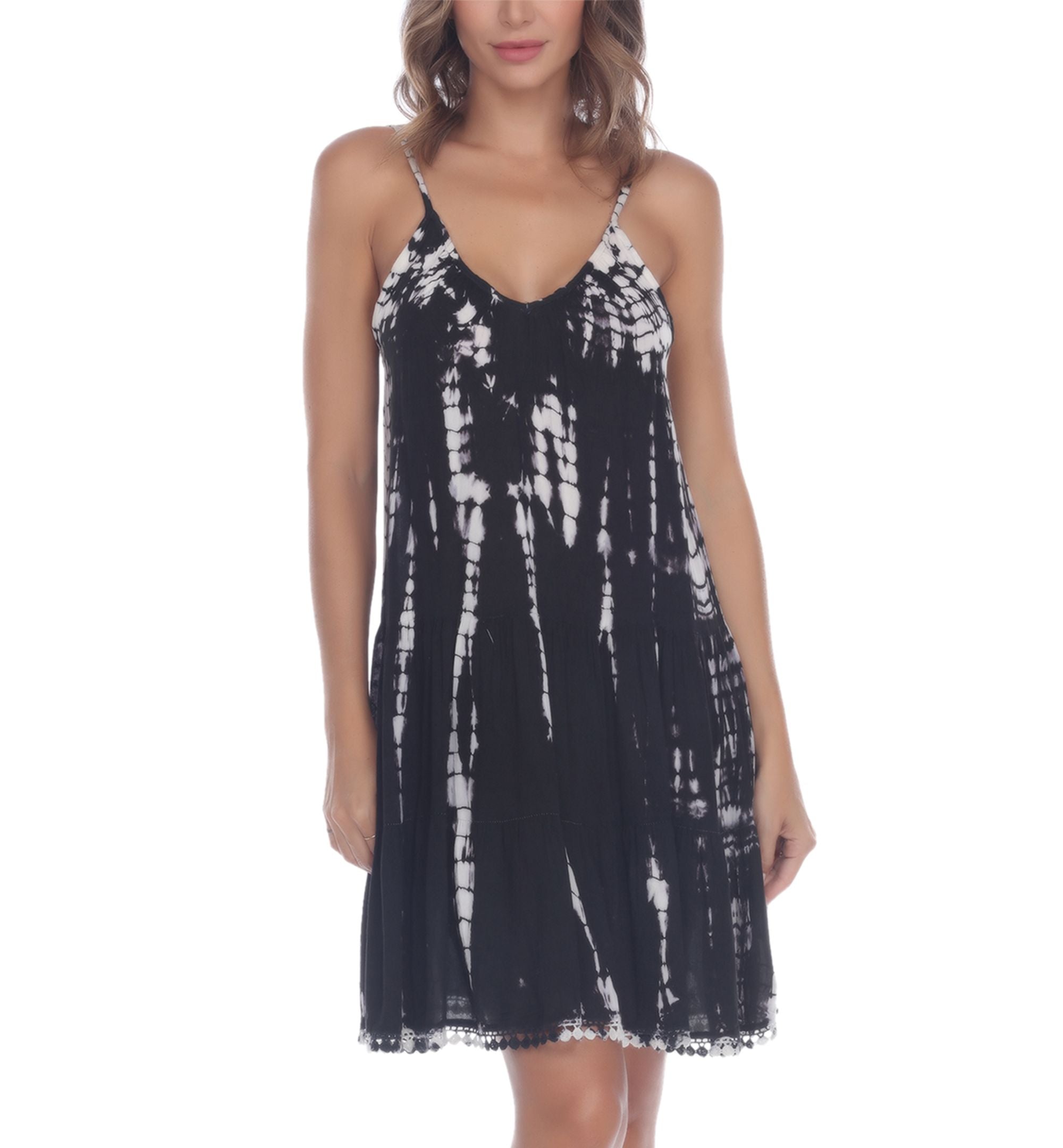 Tie-Dye-Print Short Swim Cover-Up Dress