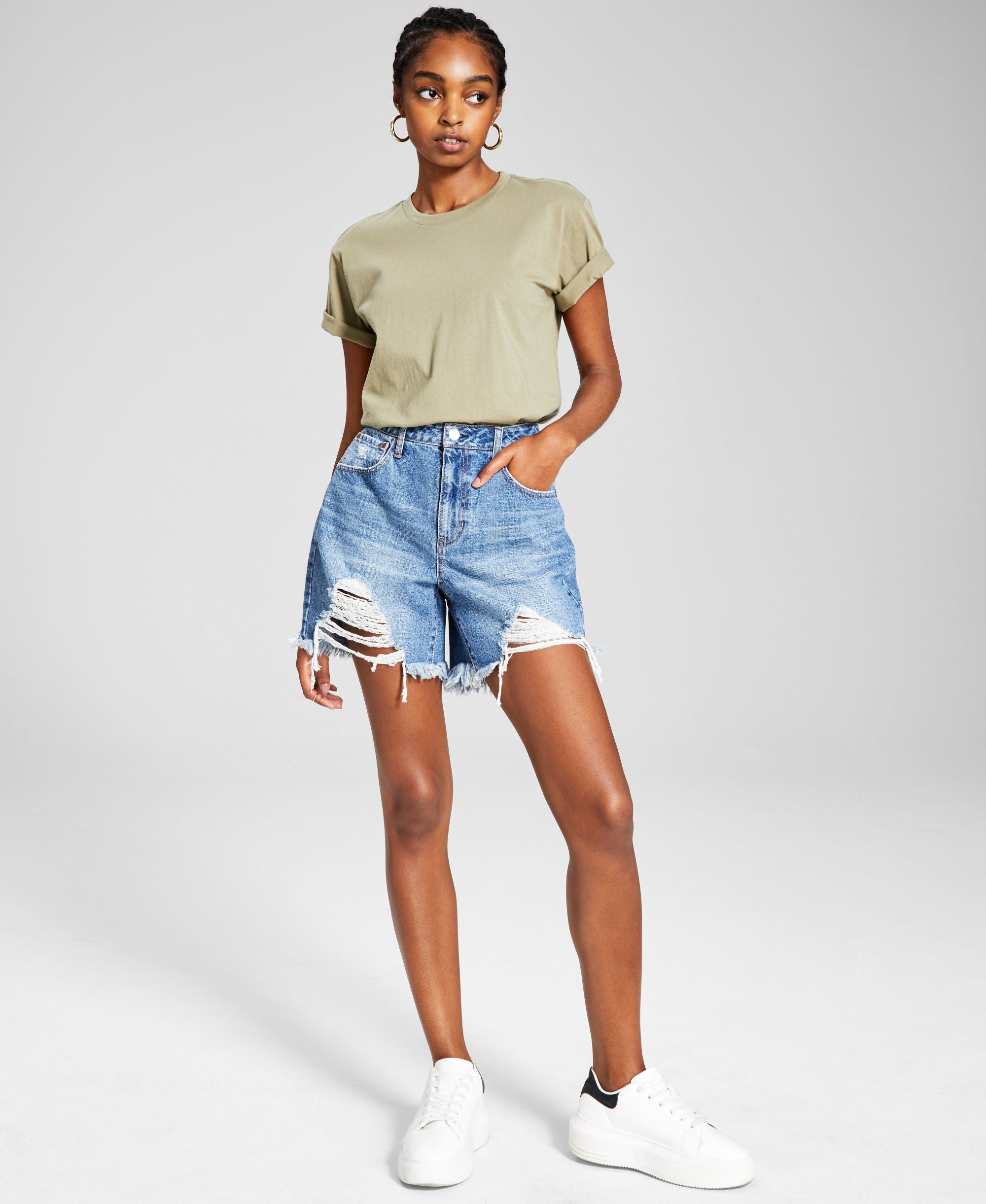 Now This Womens Cotton Denim Boyfriend Shorts