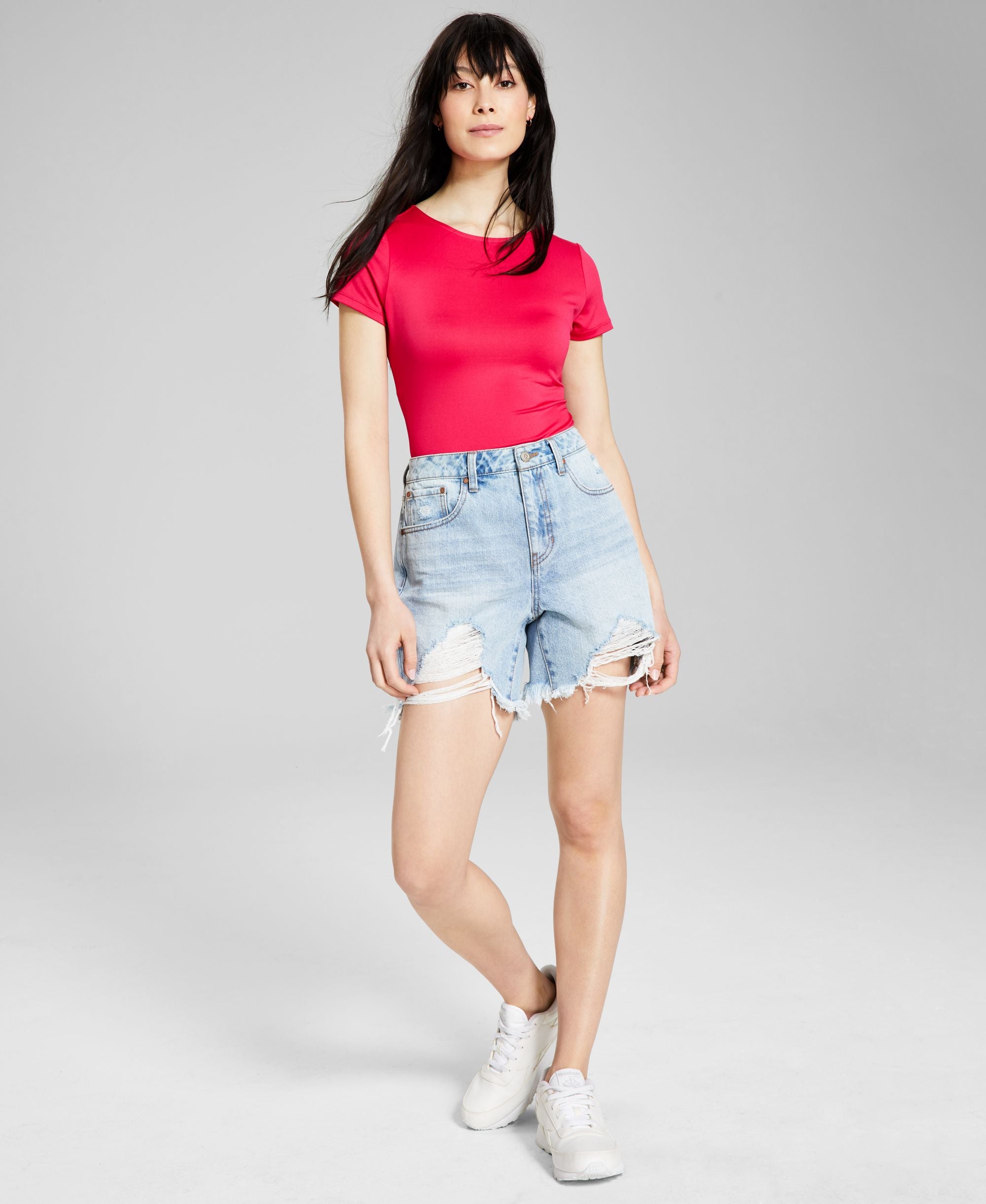 Now This Womens Cotton Denim Boyfriend Shorts