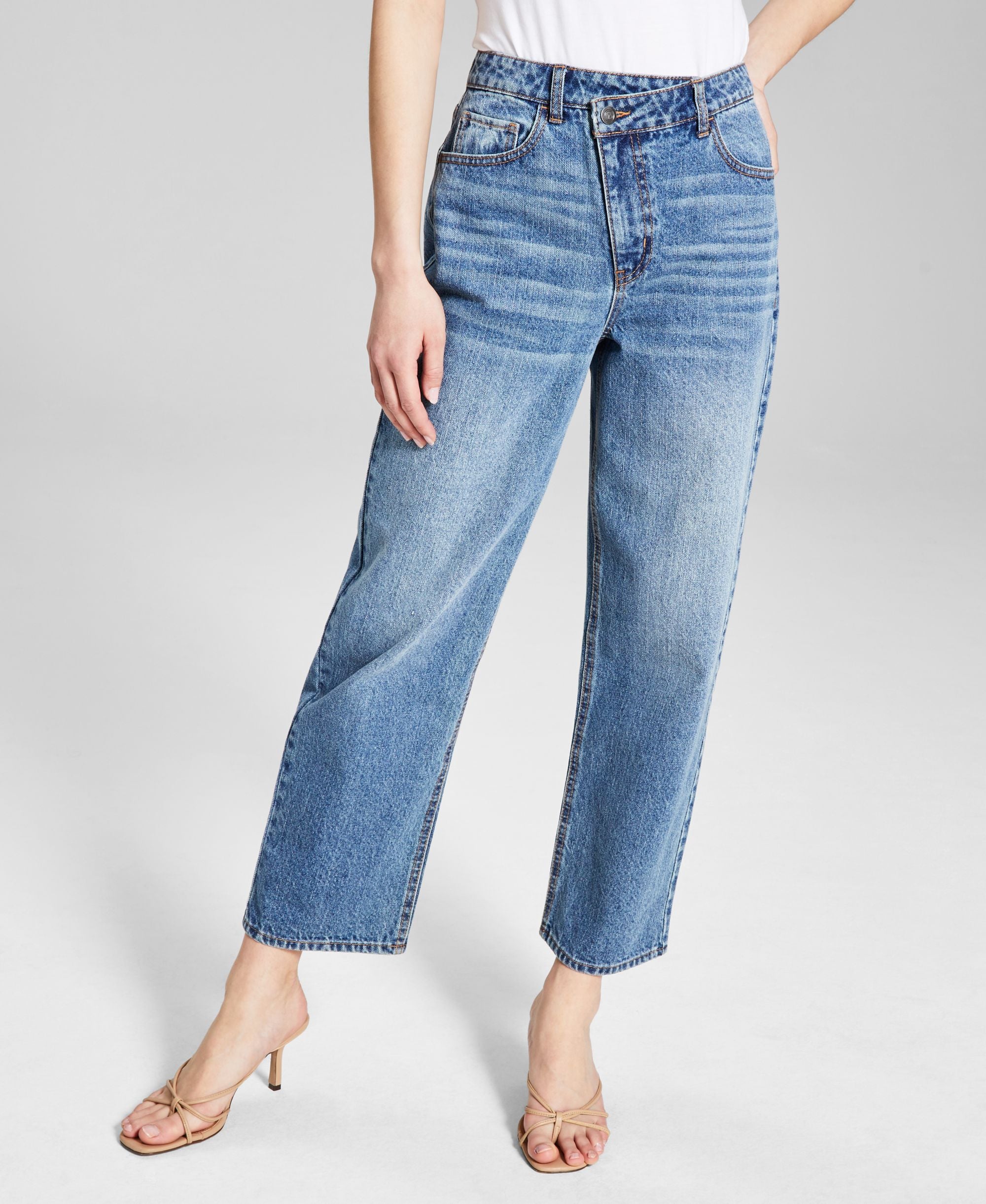 Now This Womens Cotton Crisscross Cropped Jeans