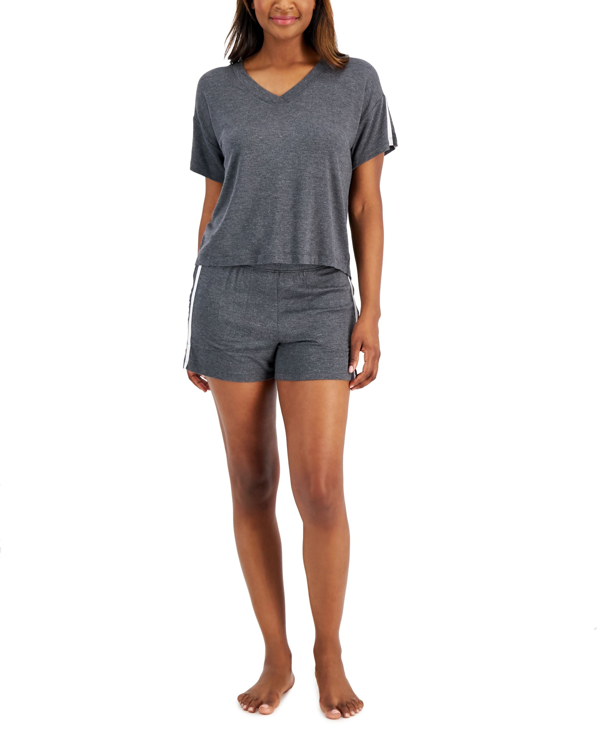 Alfani V Neck Shorts Pajama Set