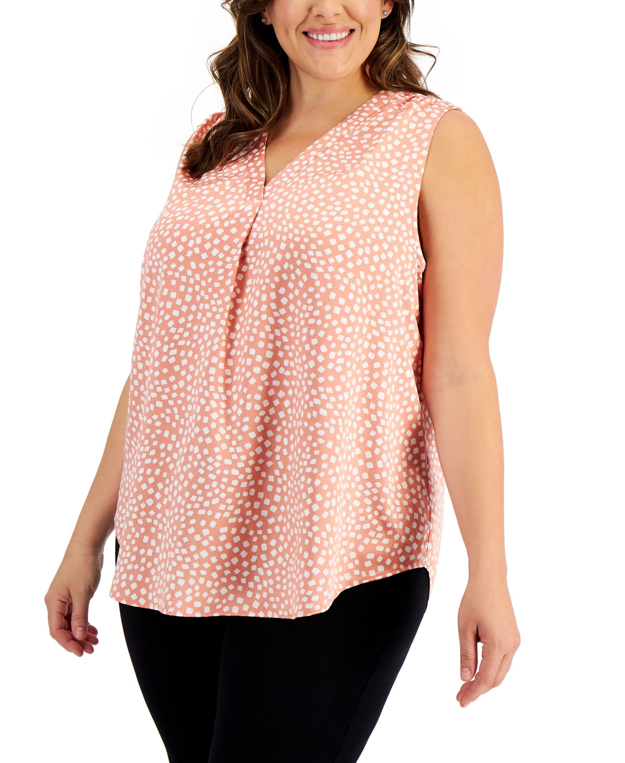 Alfani Plus Size Sleeveless Printed Top
