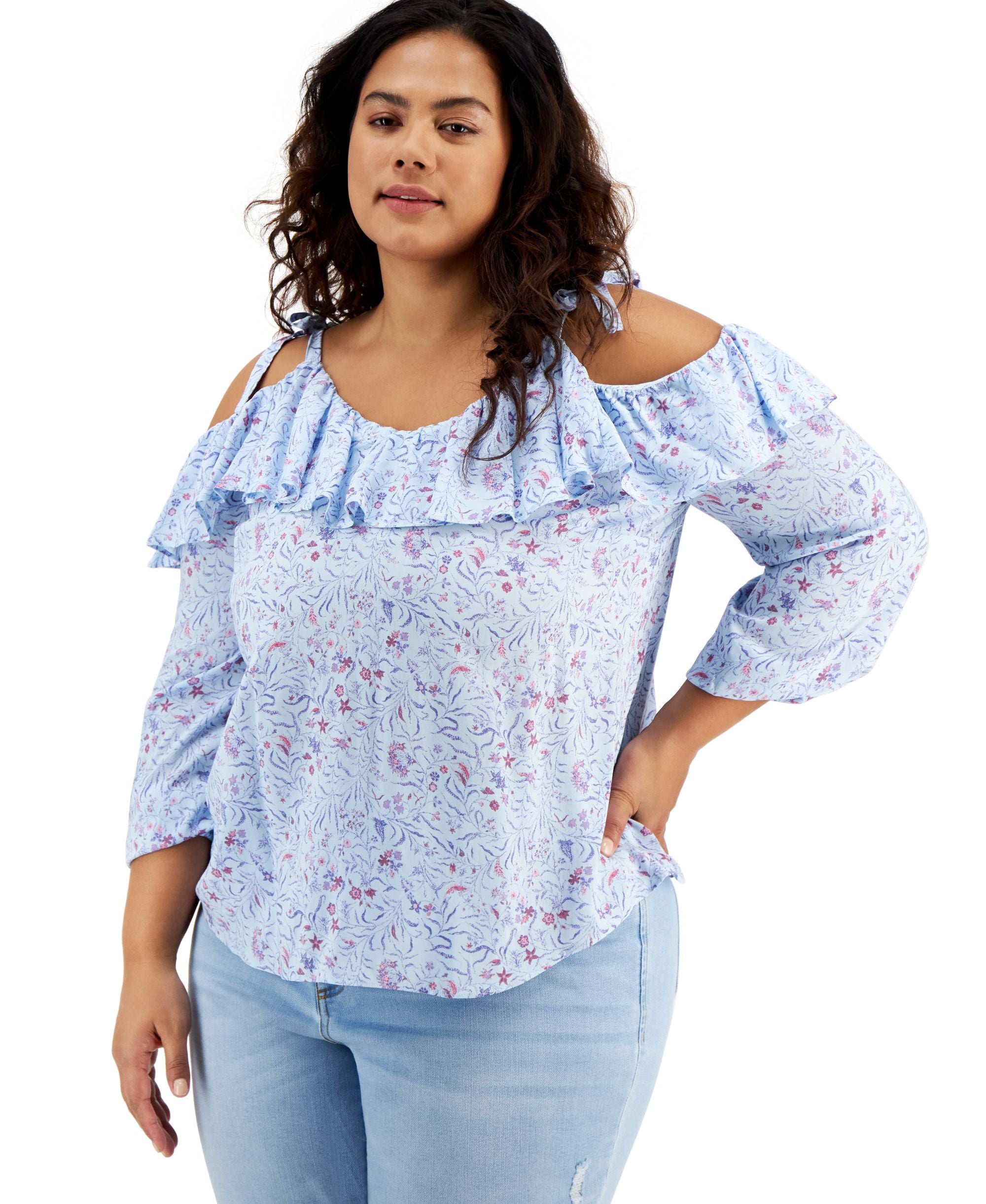 INC International Concepts Plus Size Cold Shoulder Top