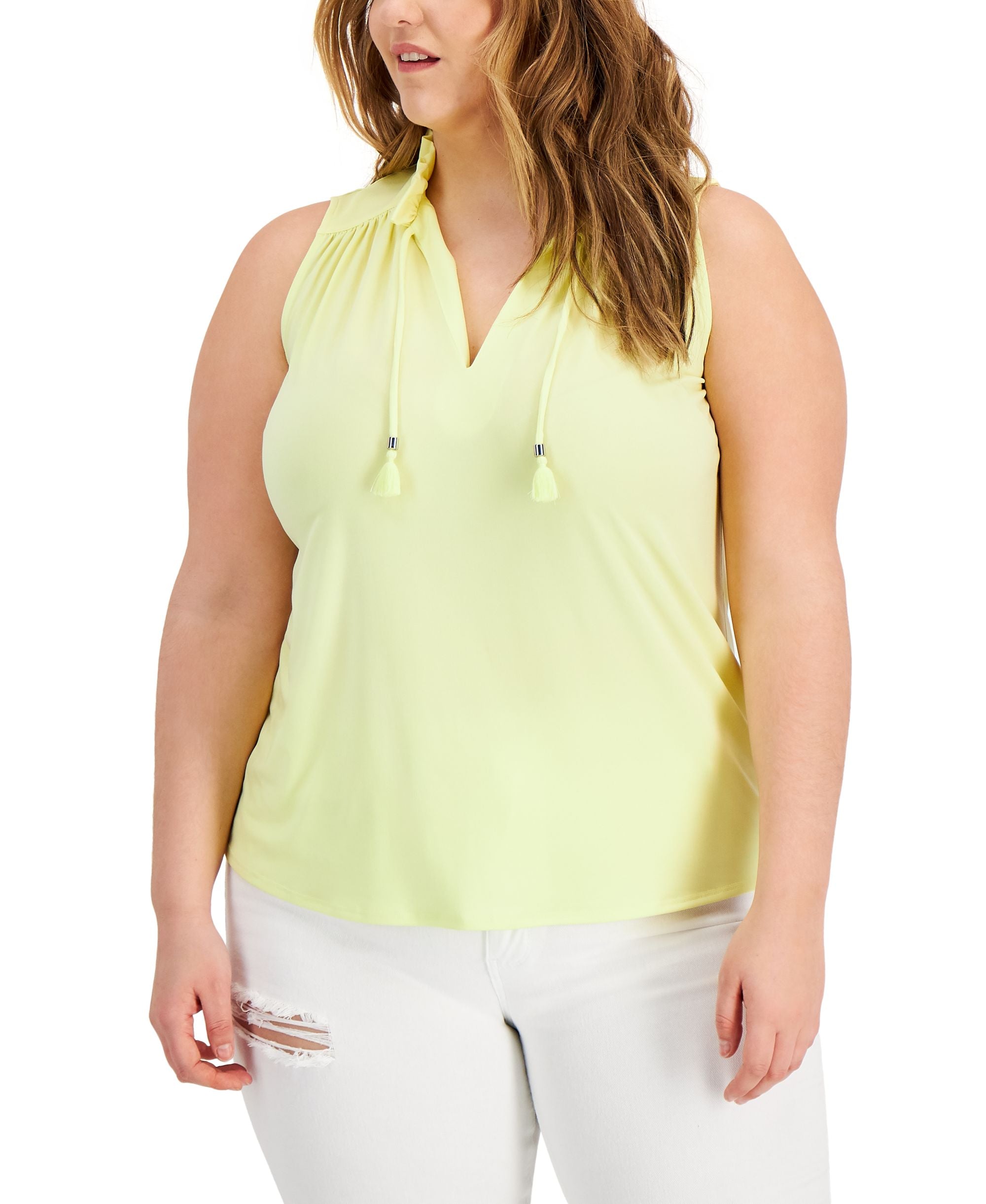 INC International Concepts Plus Size Tassel Tie Top