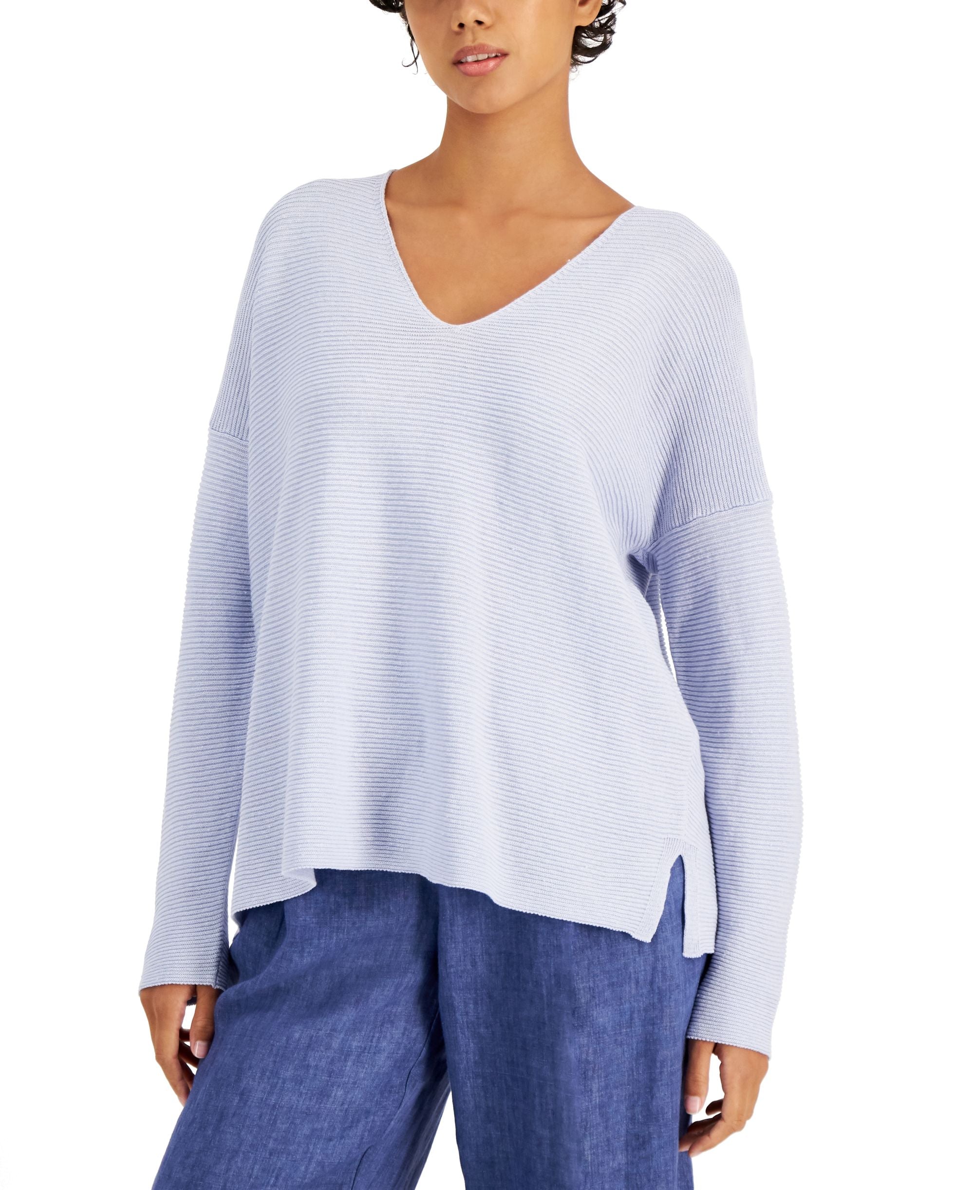 Eileen Fisher Organic Linen Cotton V Neck Top
