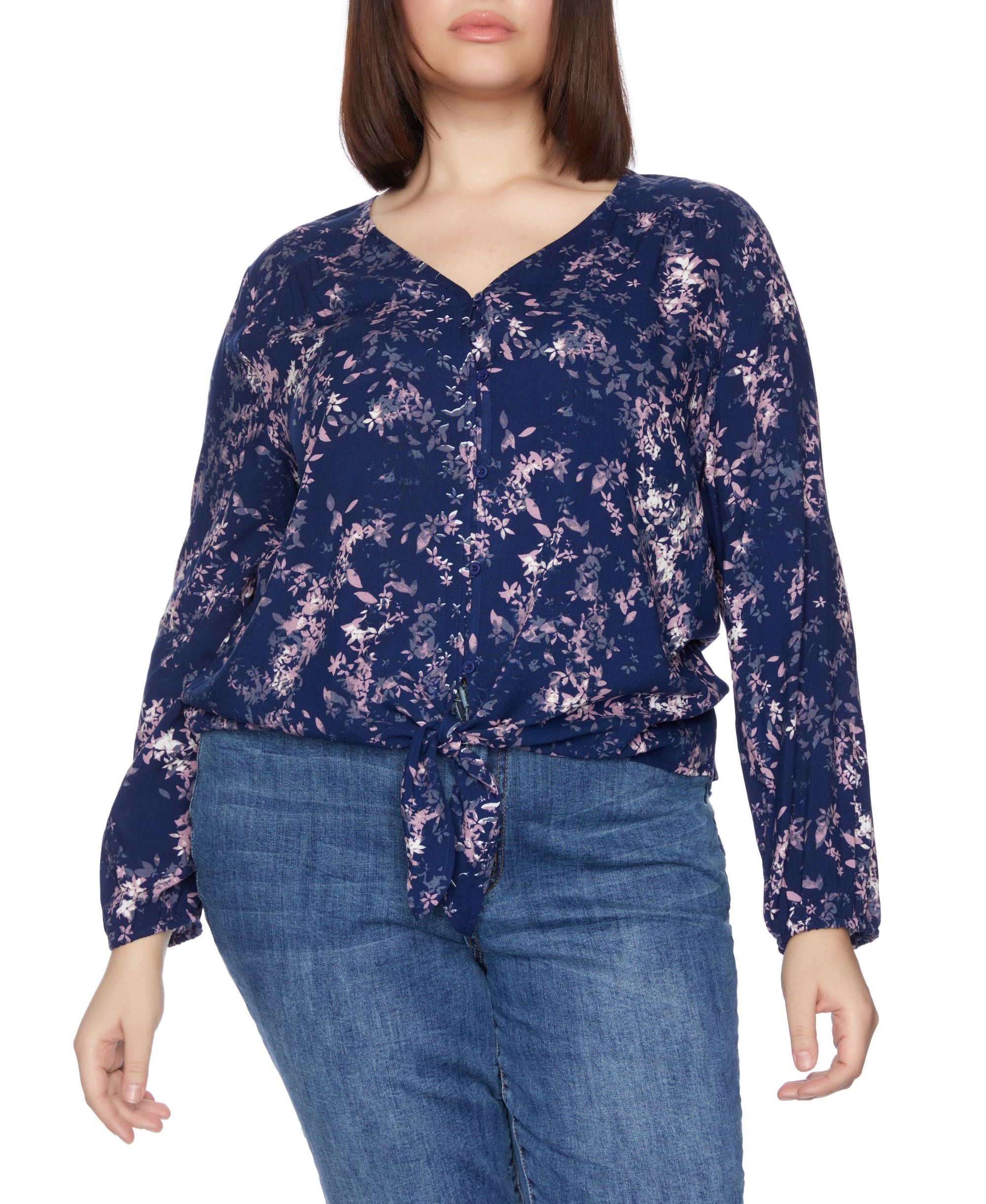 Plus Size Tie Front Top