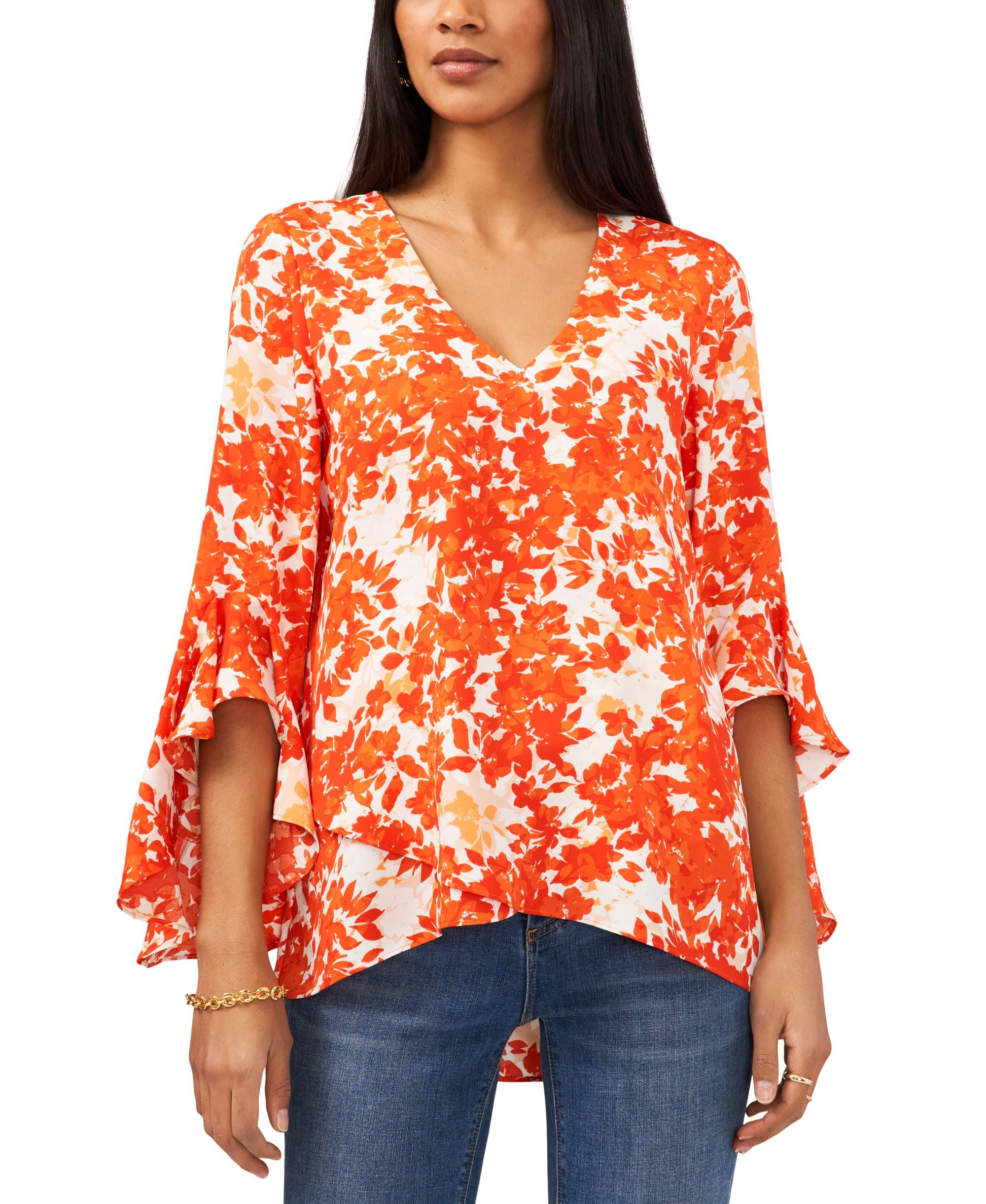 Vince Camuto Petite Ruffle Sleeve Top