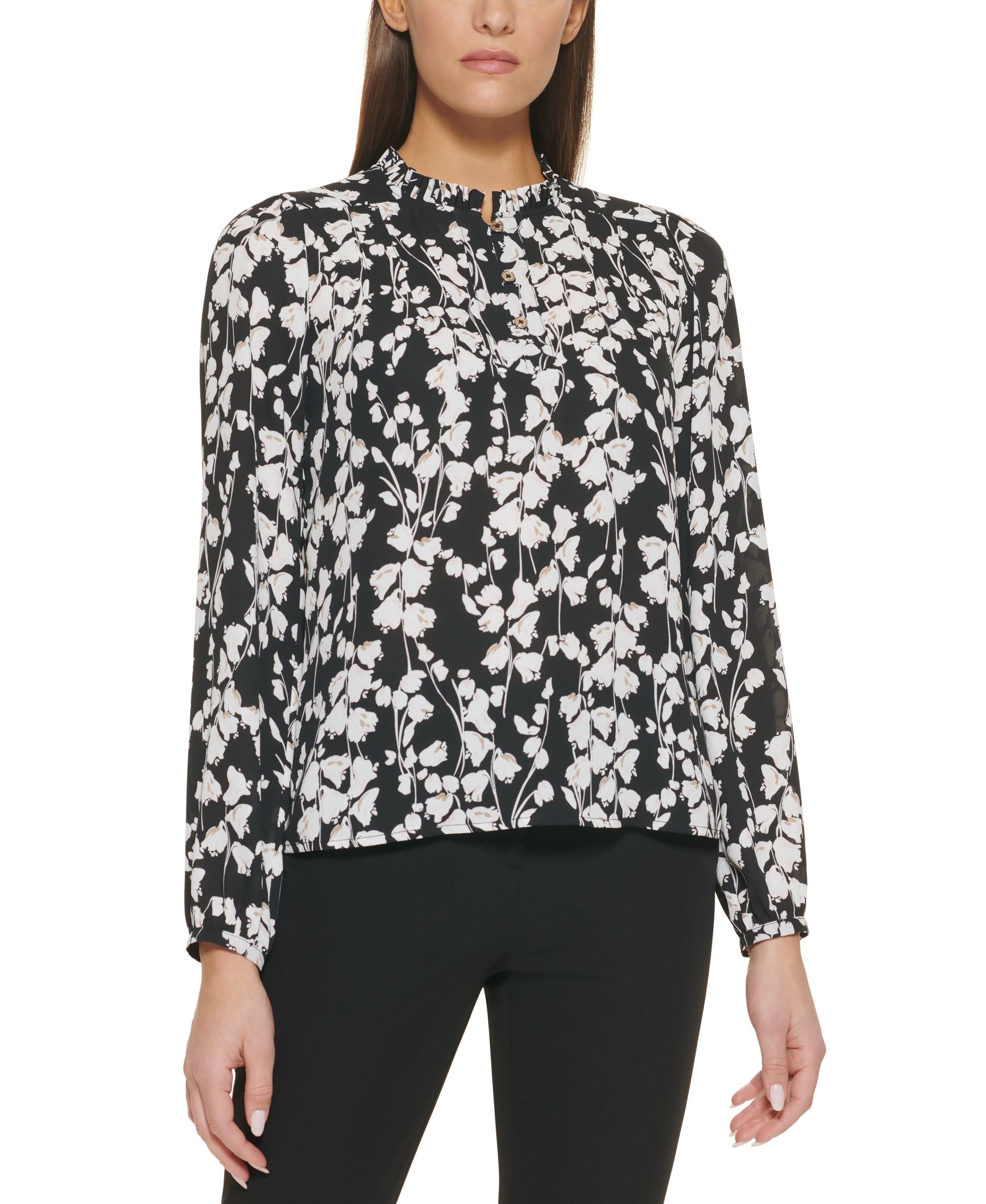 Pleated-Neck Top