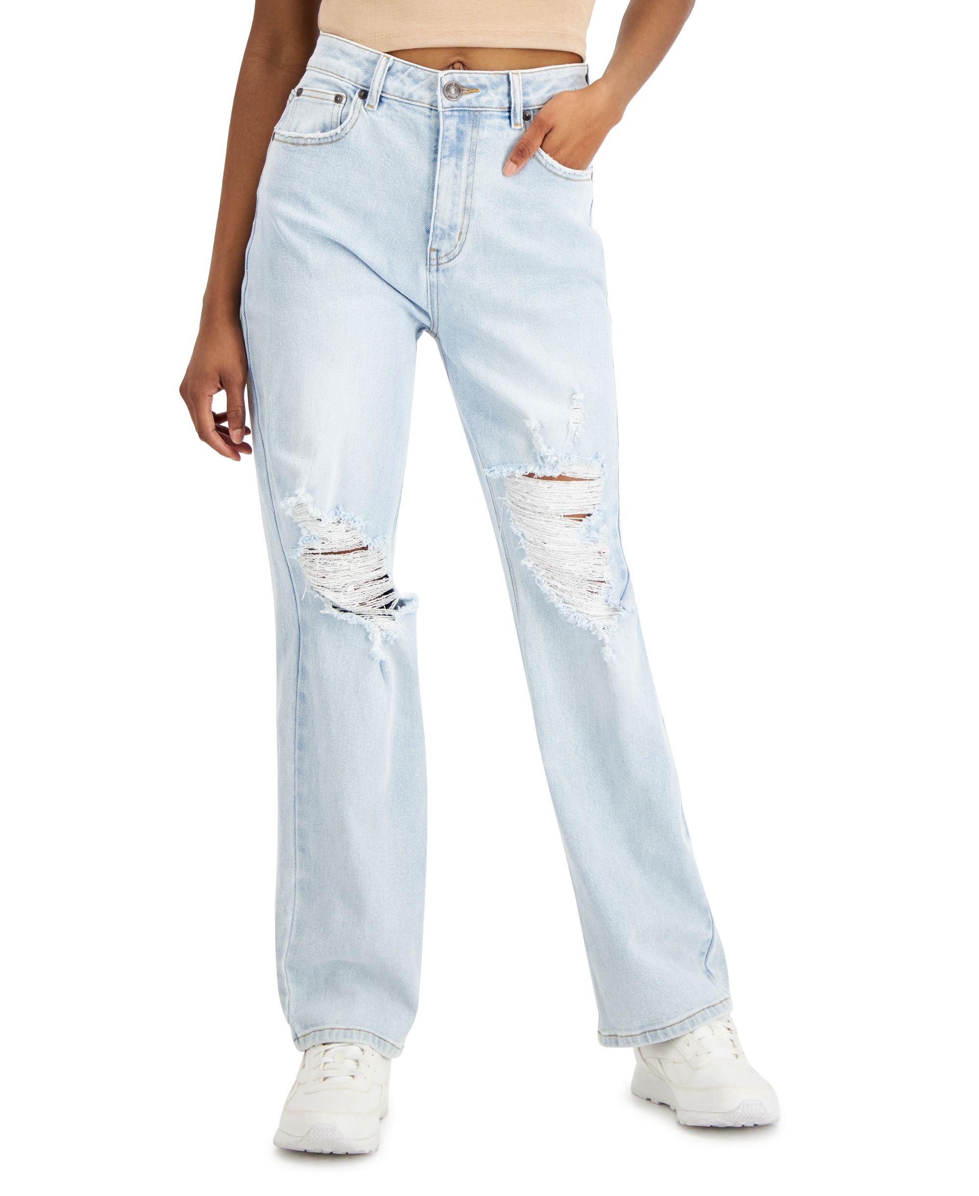 Crave Fame Juniors' Destructed Ultra High-Rise 90's Jeans