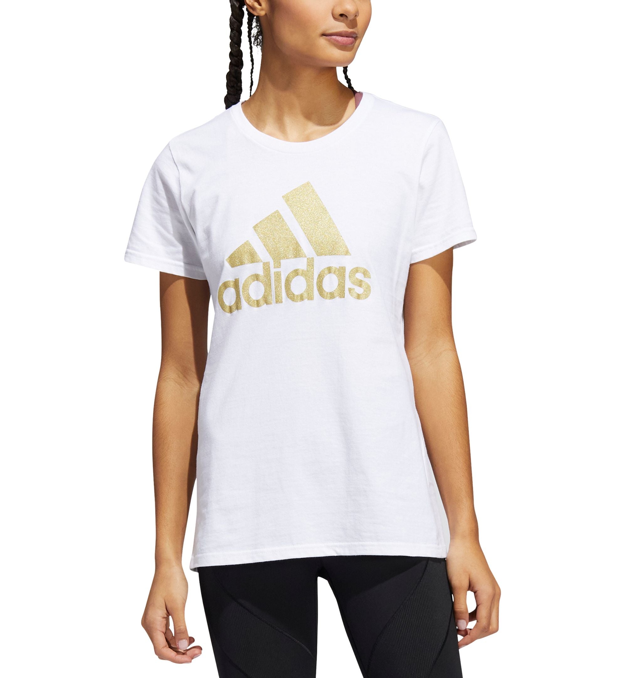 Adidas Womens Metallic Cotton Logo T-Shirt
