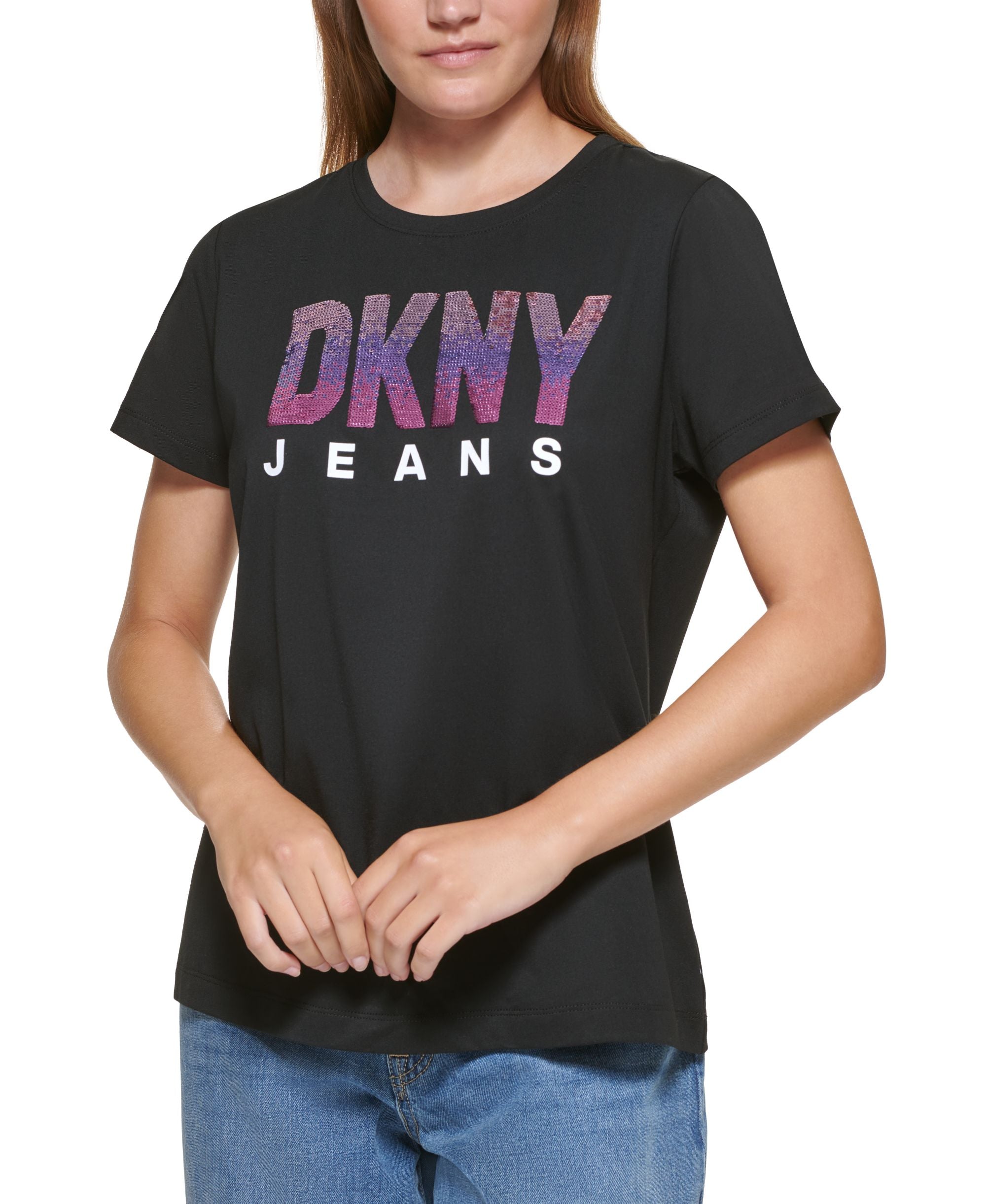 DKNY Jeans Ombre Sequin Logo T-Shirt