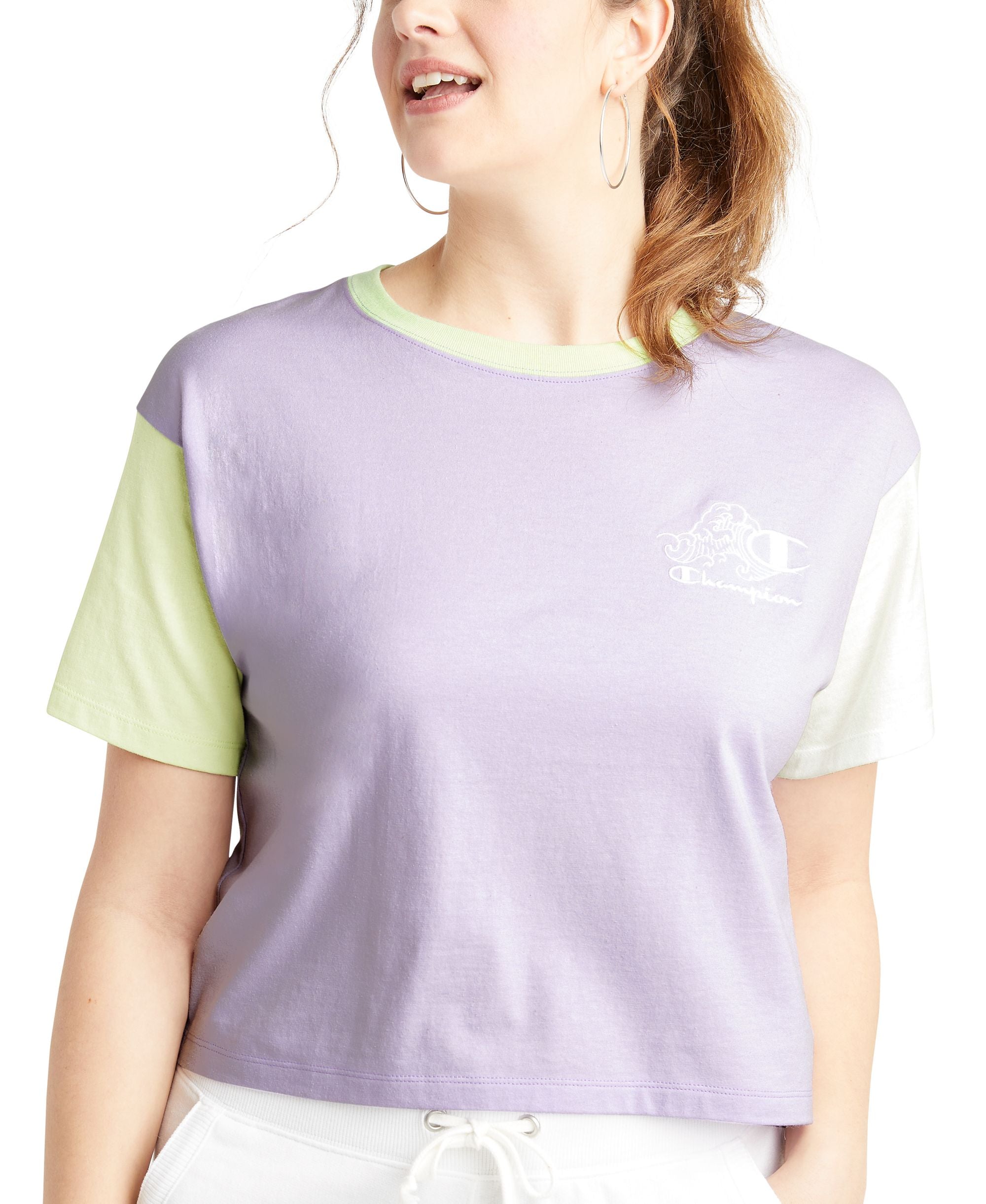 Champion Womens Colorblocked Cropped T-Shirt