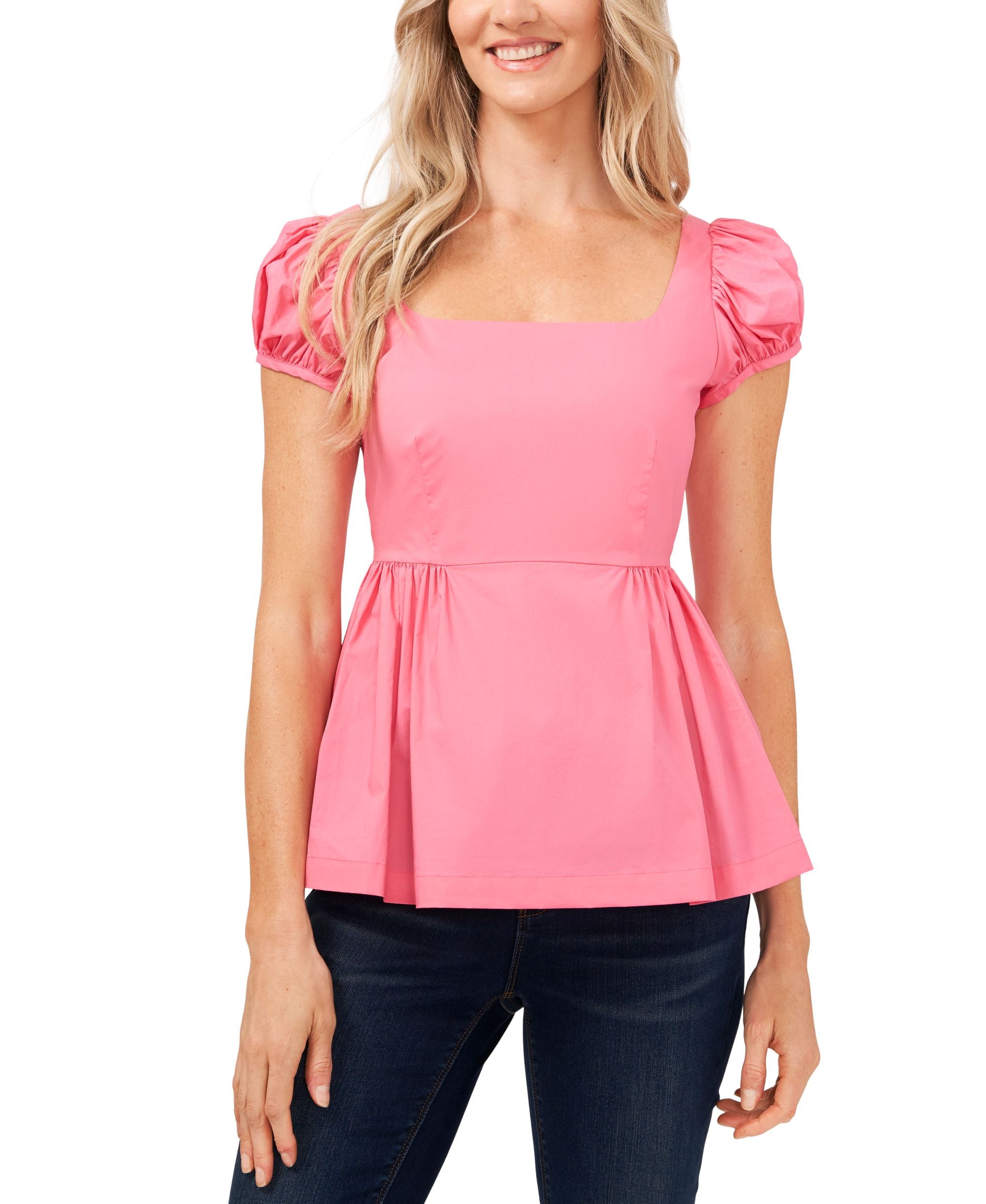 Cece Cotton Poplin Puff Sleeve Blouse