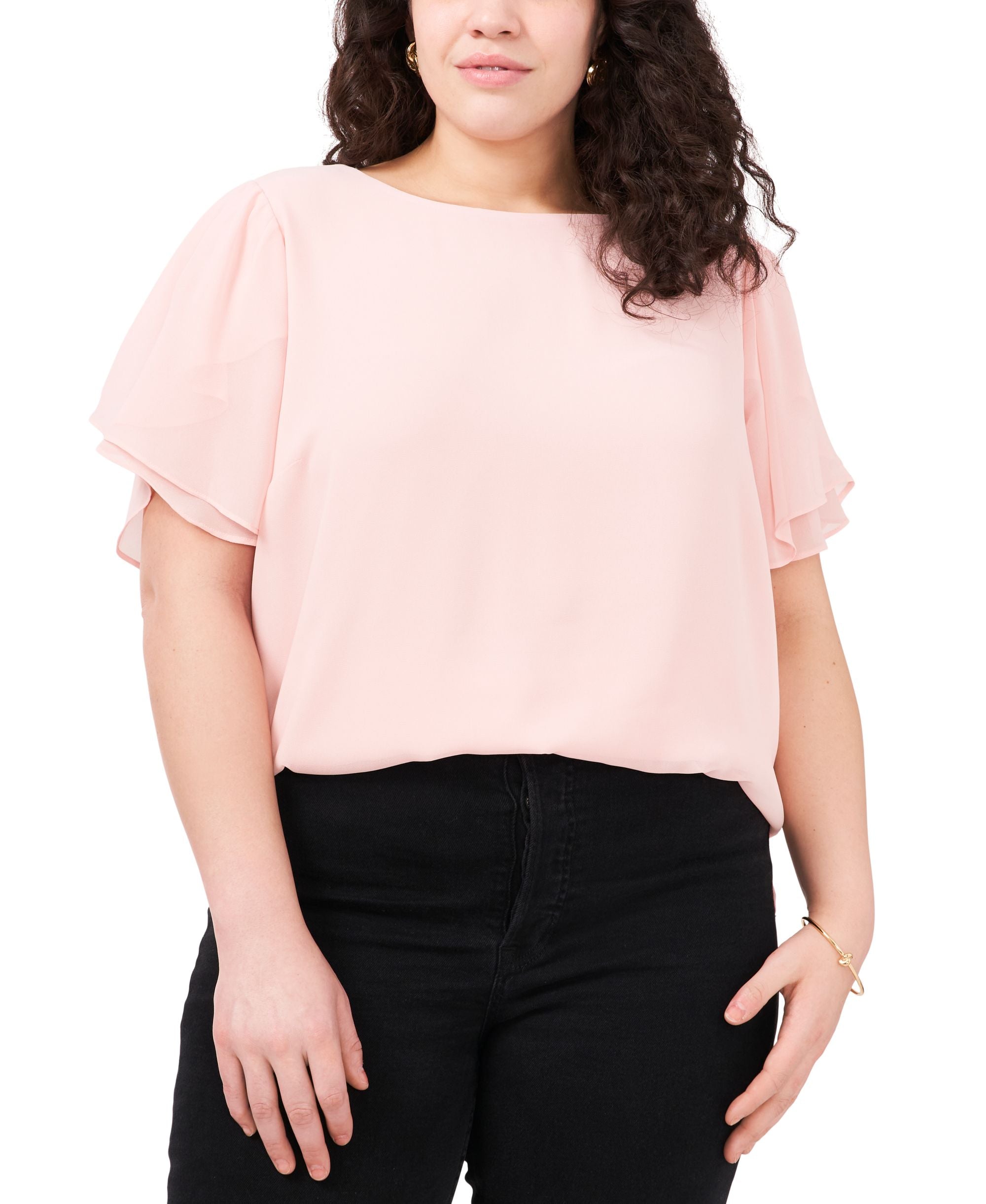 Vince Camuto Chiffon Flutter-Sleeve Blouse