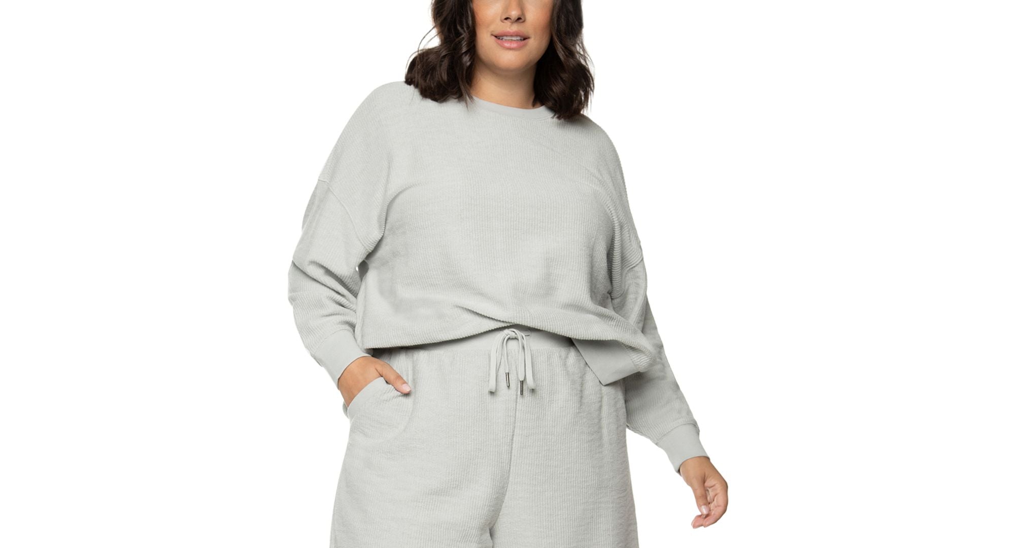 Black Tape Trendy Plus Size Cotton Ribbed Sweatshirt