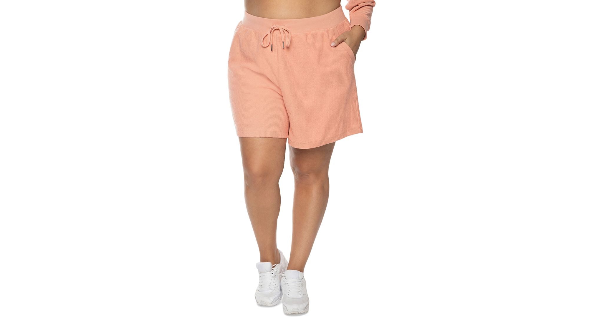 Black Tape Trendy Plus Size Cotton Ribbed Drawstring Shorts
