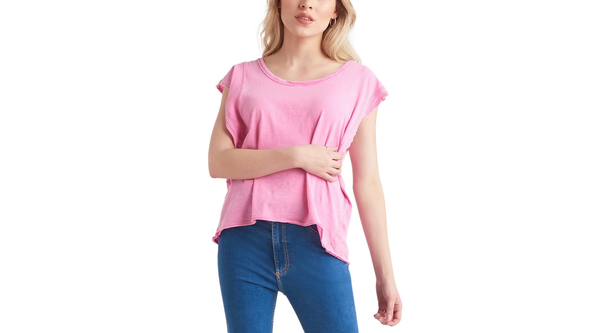 Black Tape Petite Cotton Flutter Sleeve Top