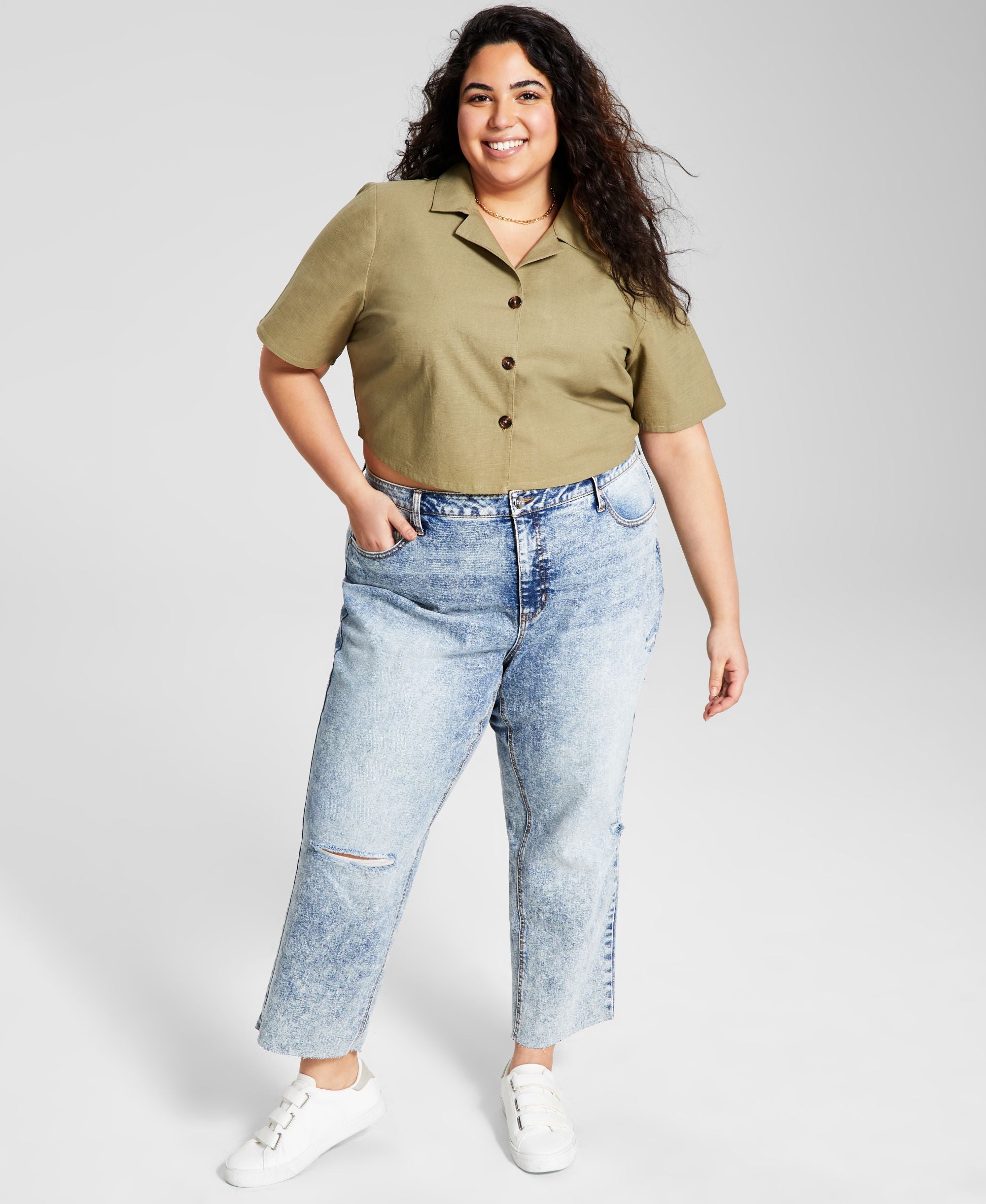 Now This Trendy Plus Size Camp Shirt